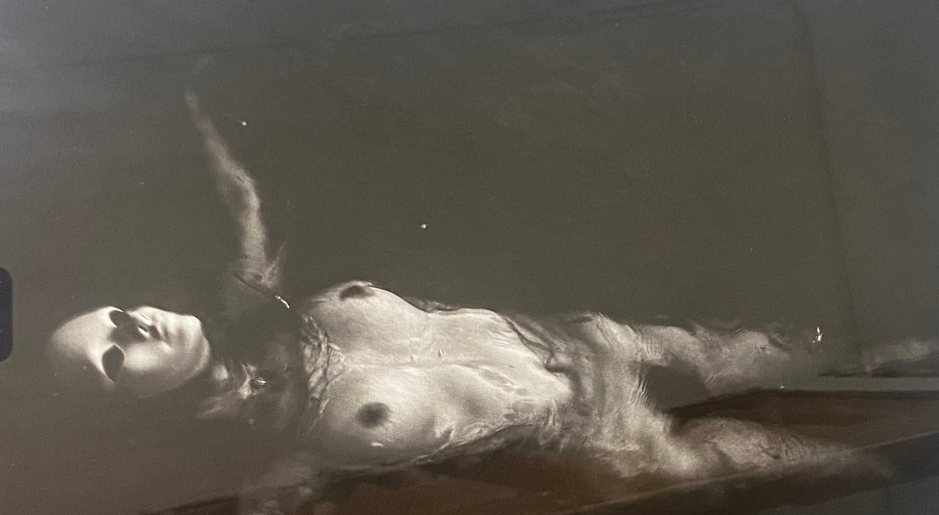 Female Nude Black & White Signed Photograph of Mysterious Masked Woman in Water For Sale 1