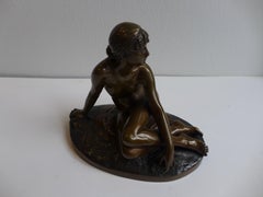 Sculpture en bronze d'un nu féminin par Peter Breuer, Berlin, 1890