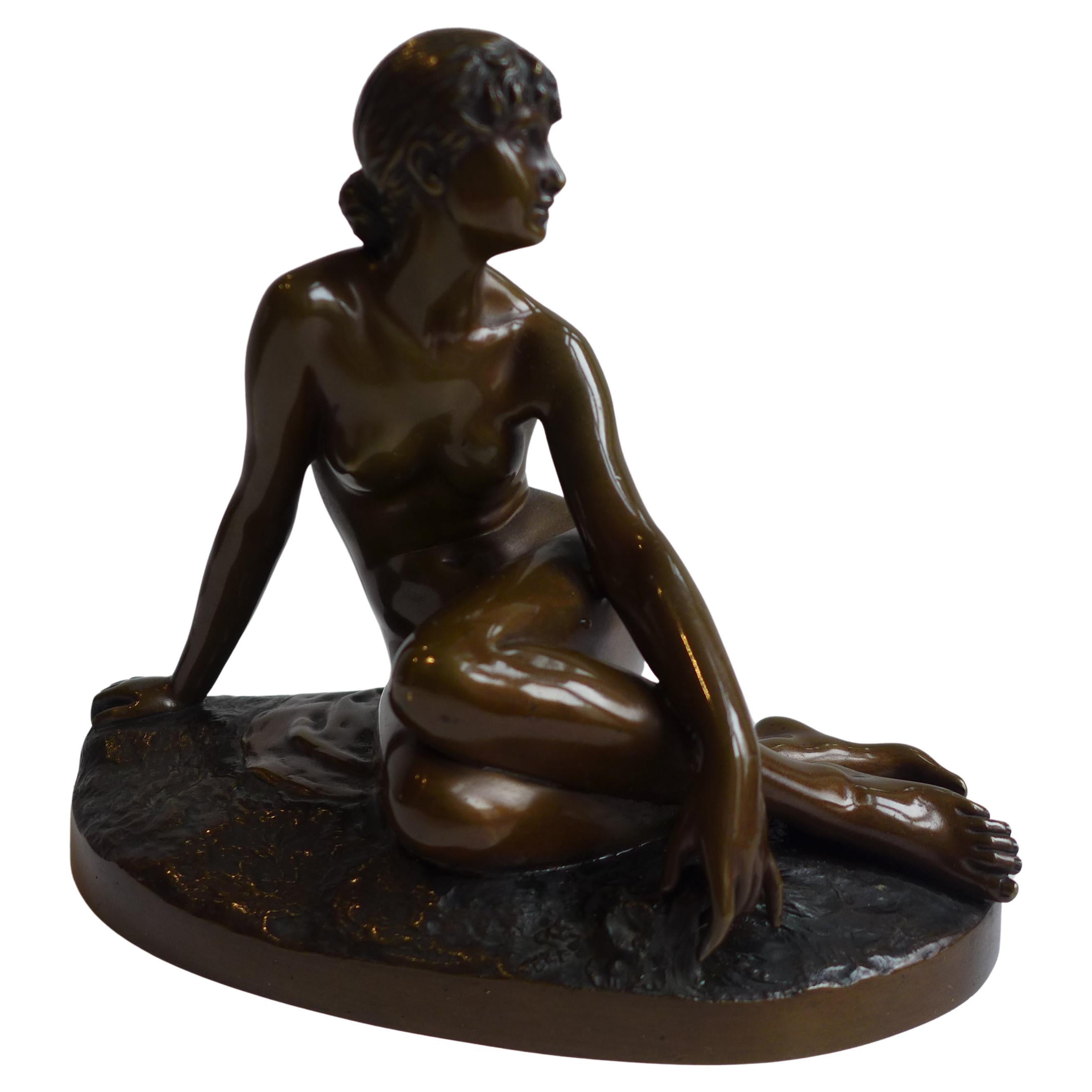Female Nude Bronze Sculpture by Peter Breuer, Berlin, 1890