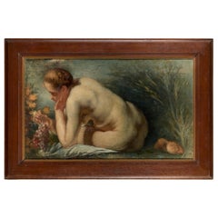 Antique Female Nude Copied from J.Jordaens' Allegory of Abundance, Oil on Canvas