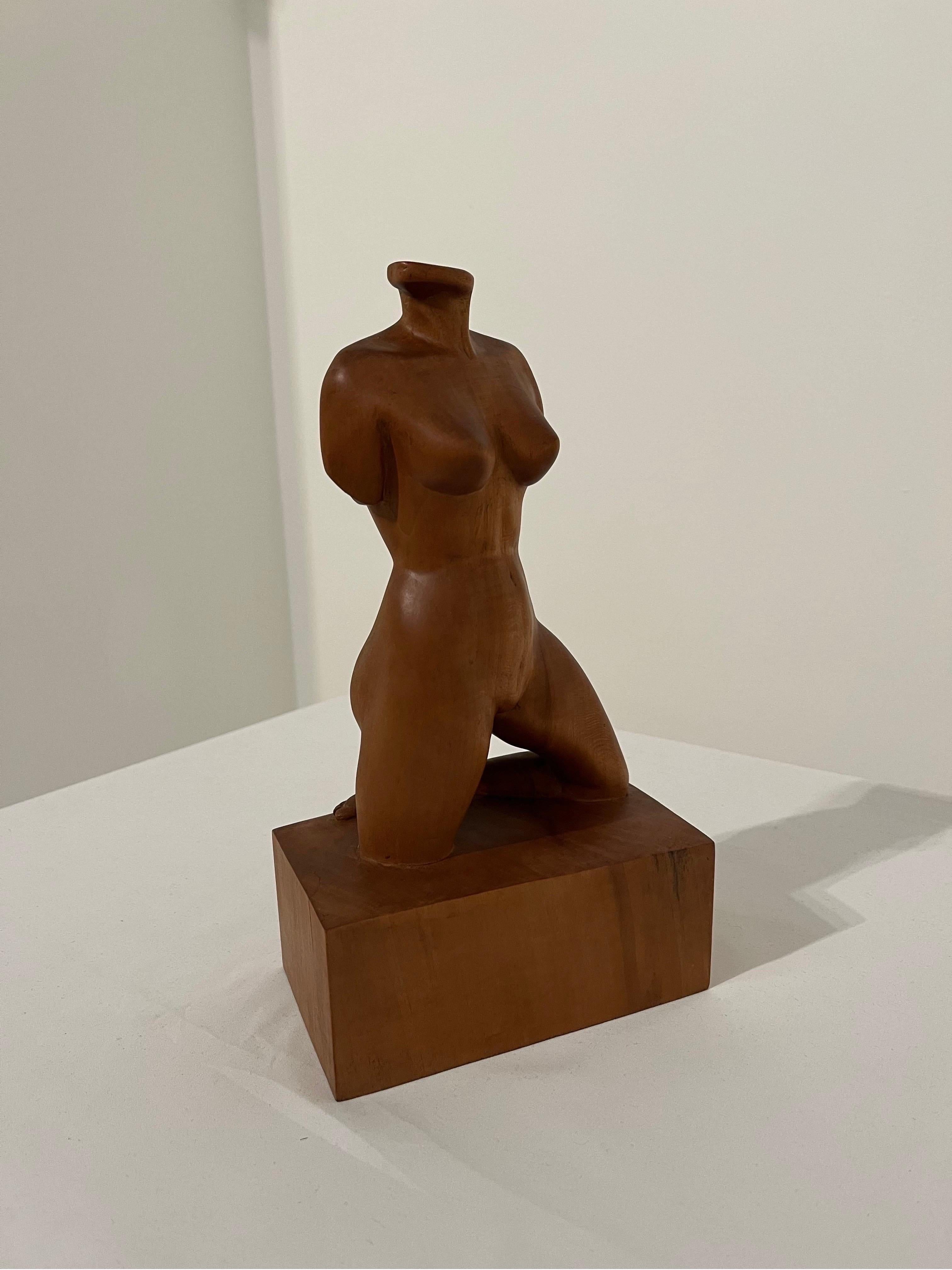 Excellent Classic Carving of Female Nude Pose
Incredible detail, great scale. 
Unsigned. 
From around 1960s