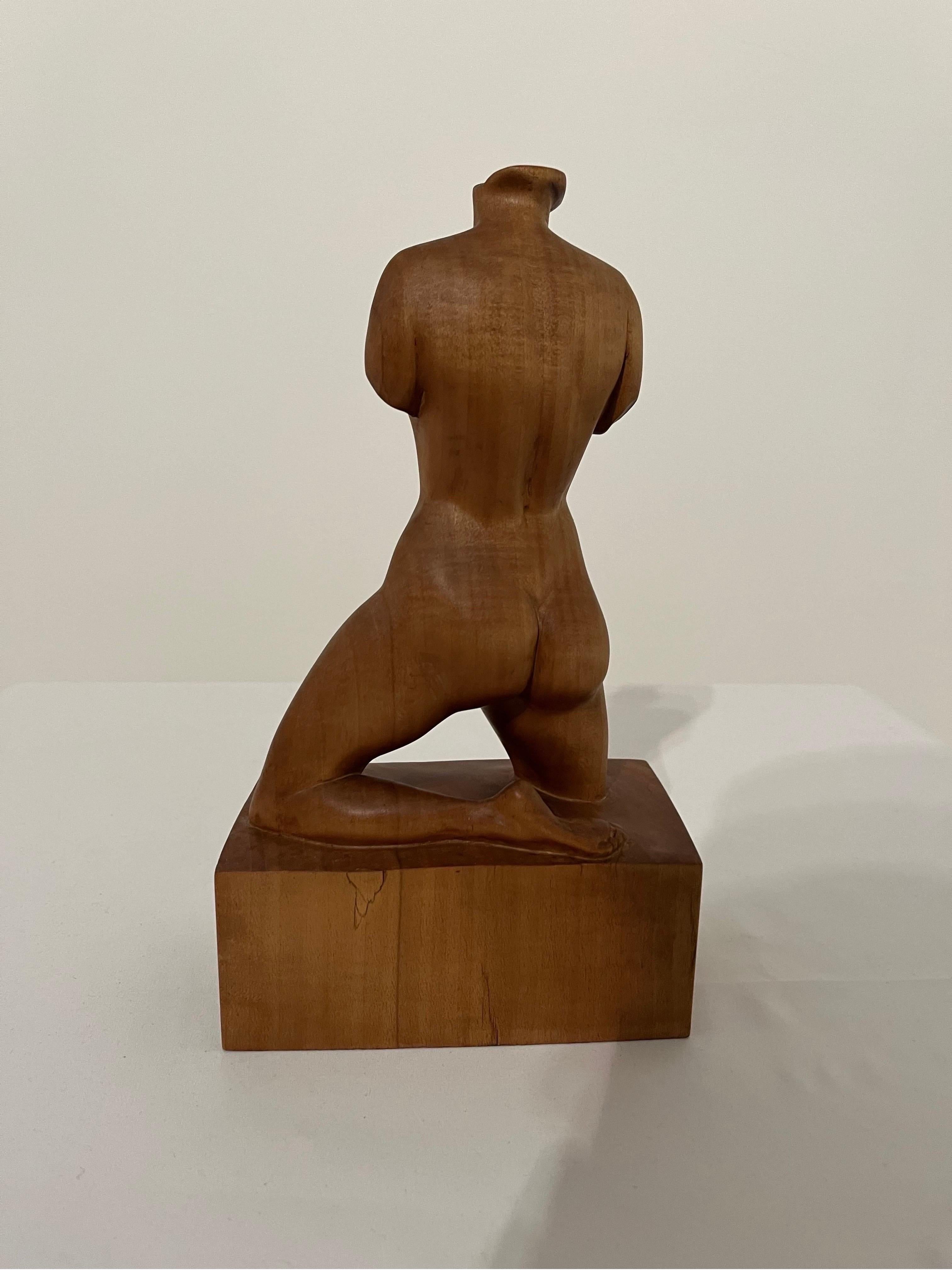 Female Nude Figure Bust Wood Carving 1960s sculpture  In Good Condition For Sale In Gravesend, GB