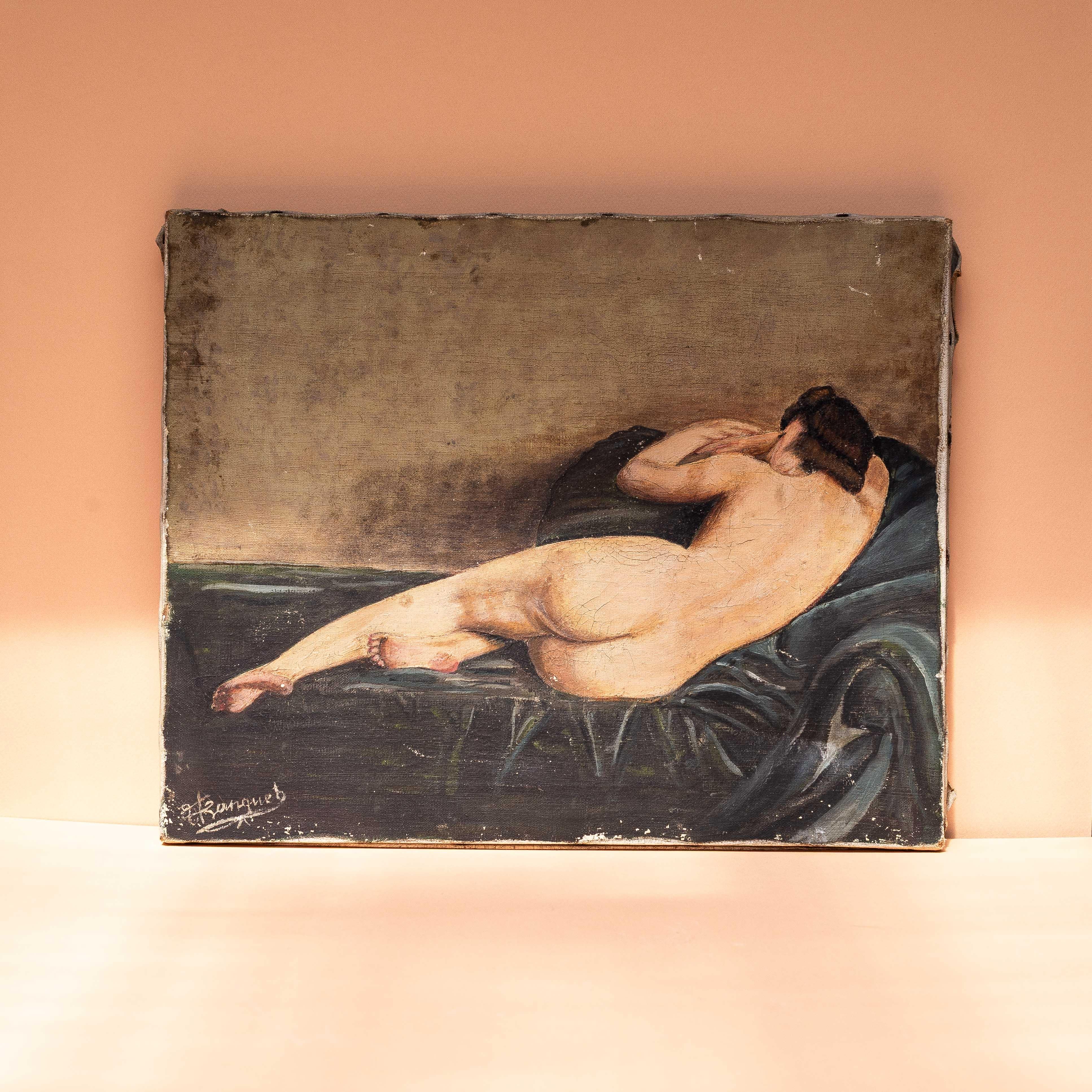 Pintura al Óleo Desnudo Femenino, Escuela Francesa Principios del Siglo XX, Estilo Paul Sieffert

Precioso óleo sobre lienzo con una paleta suave y contenida.

Representa a una mujer desnuda recostada en un sofá, hábilmente representada con tonos