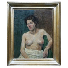 Frauenakt-Gemälde, Edmund Stierle, 1916, Öl auf Leinwand