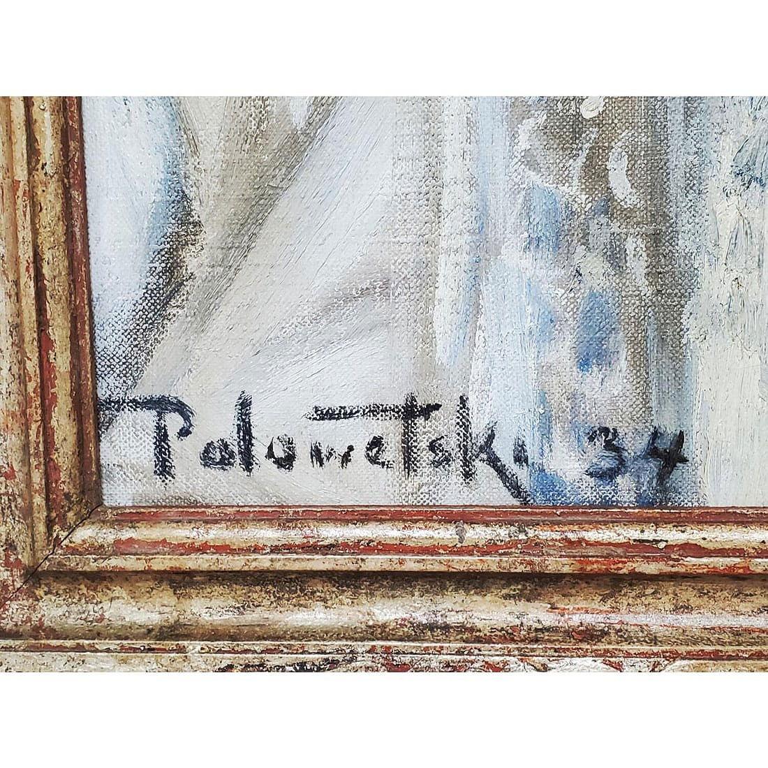 Hand-Painted Female Nude Portrait Oil Painting by Charles Polowetski (1884-1955) For Sale