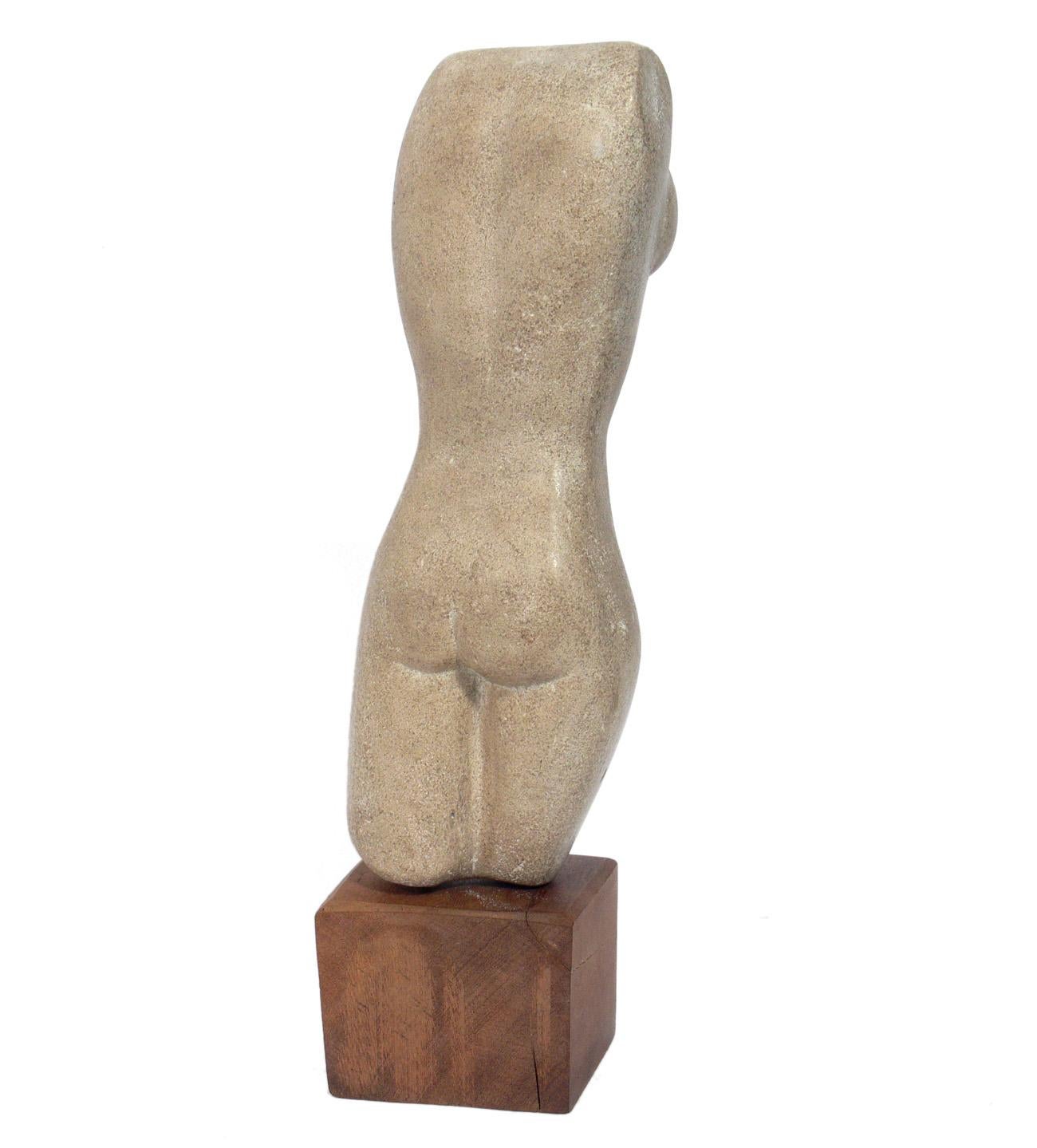 Mid-Century Modern Female Nude Stone Sculpture