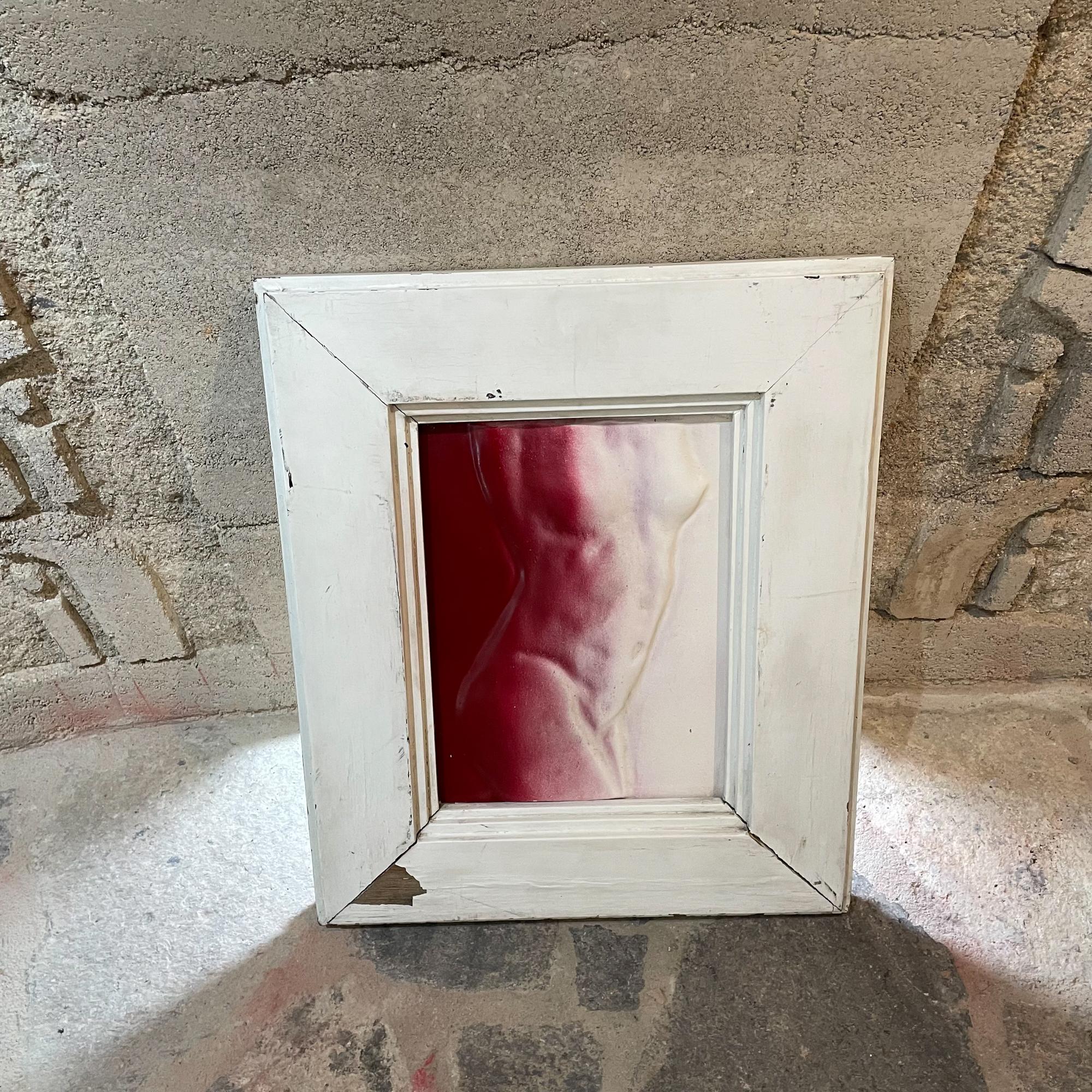 Female Nude Torso Aluminum Metal Wall Art Vintage Frame in Red & White, 1960s For Sale 1