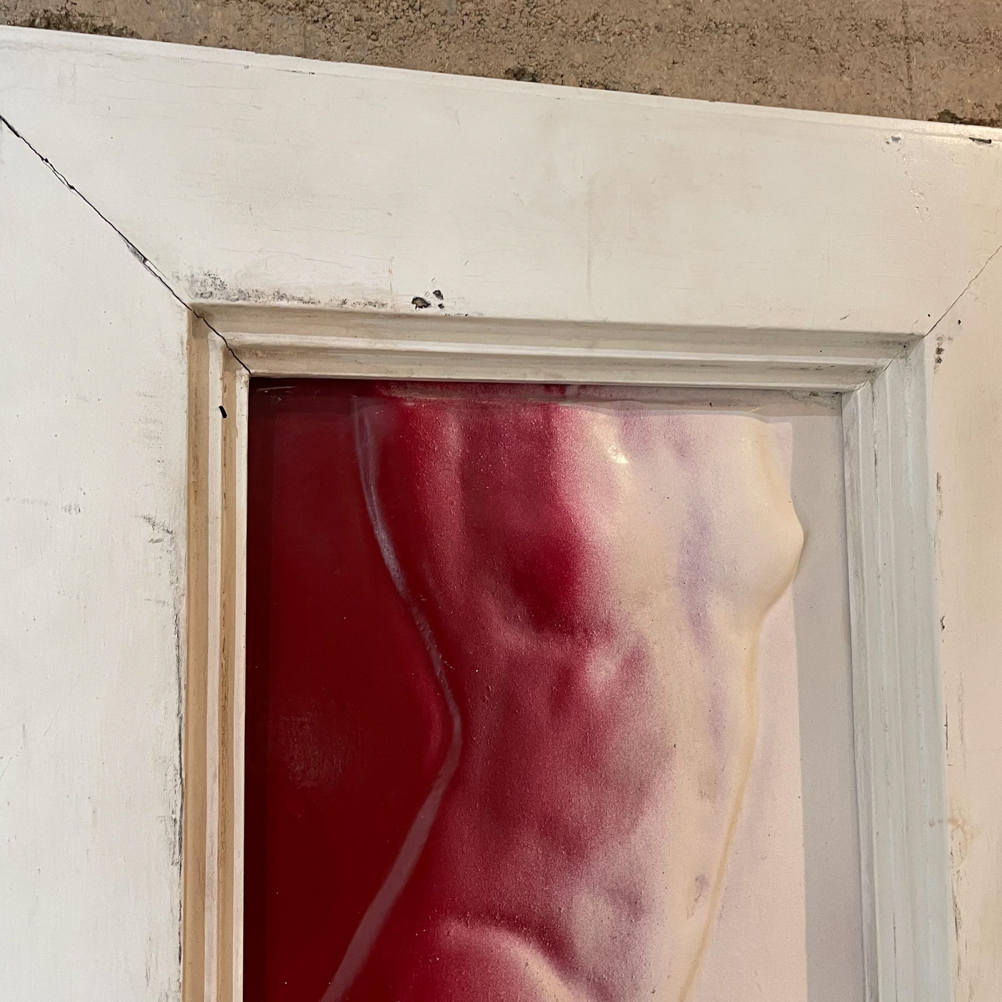 Mid-20th Century Female Nude Torso Aluminum Metal Wall Art Vintage Frame in Red & White, 1960s For Sale