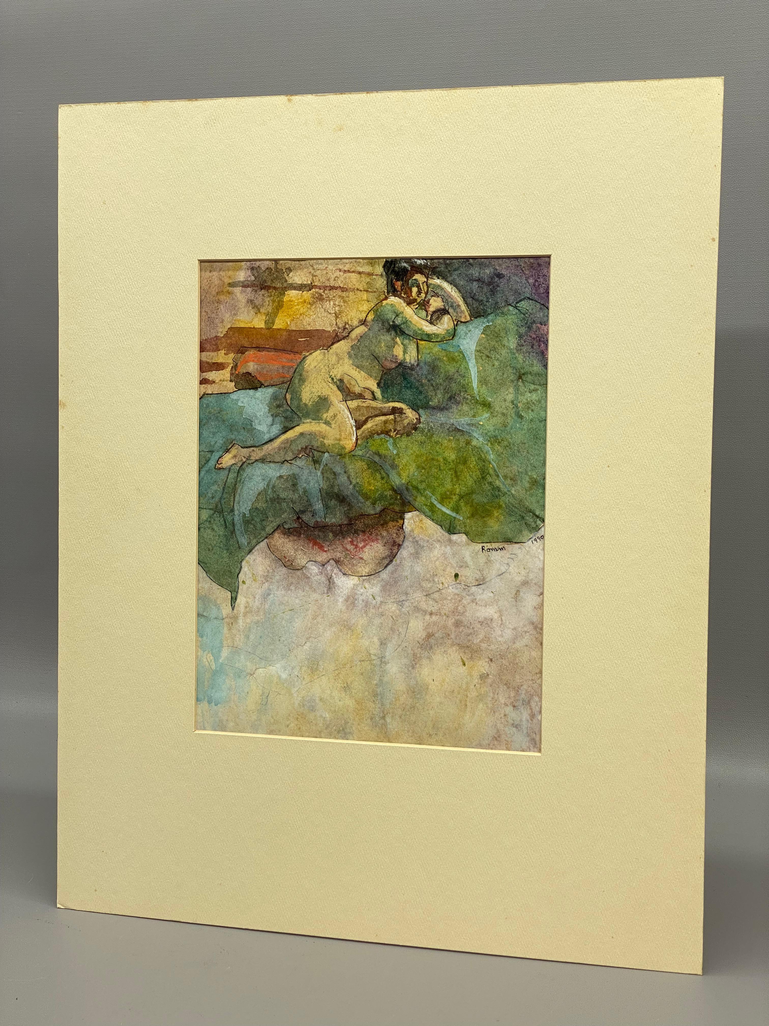 Autre Aquarelle sur papier de Flosss Romm Dworkin, 1990 en vente
