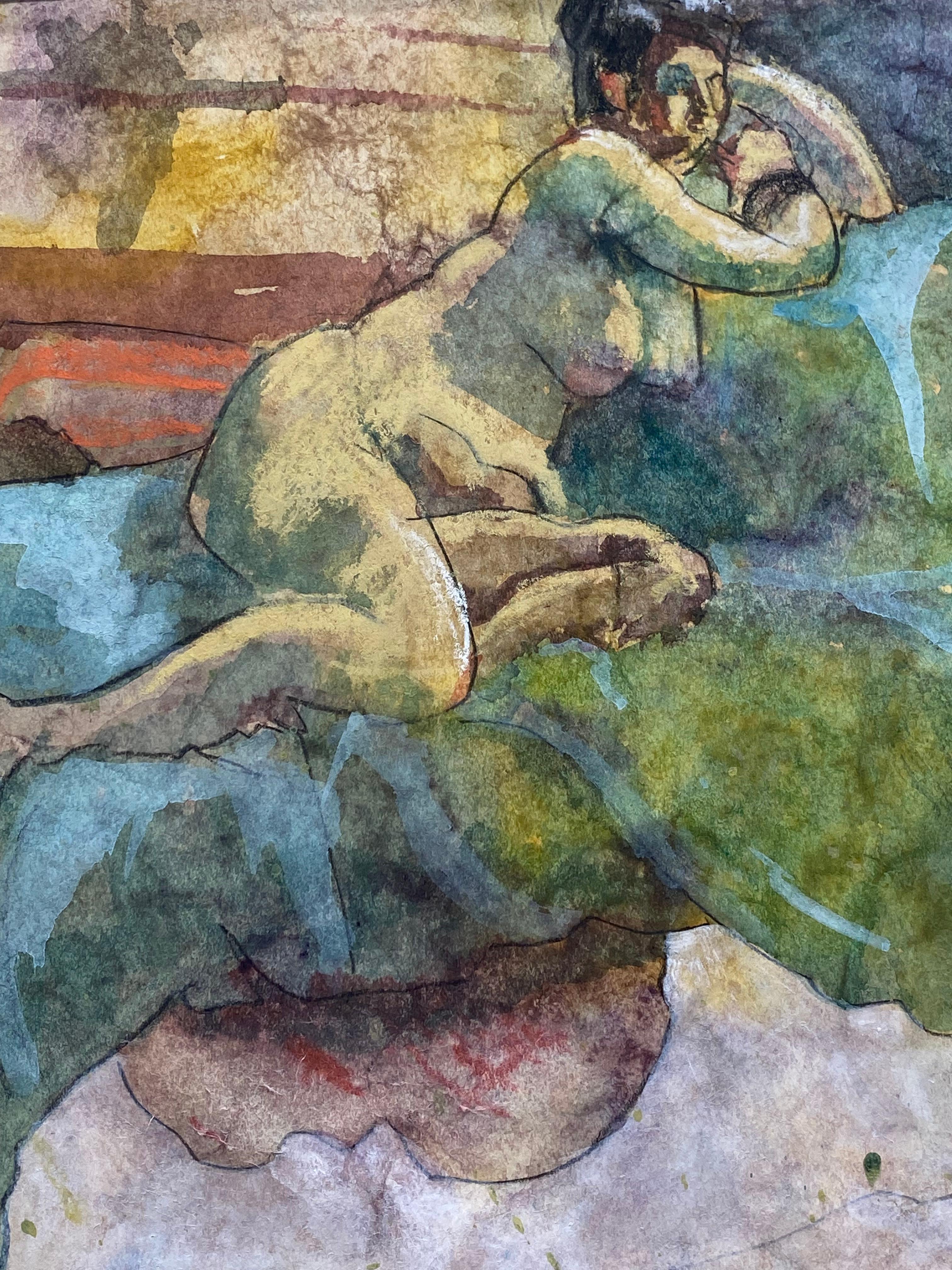 Peint à la main Aquarelle sur papier de Flosss Romm Dworkin, 1990 en vente
