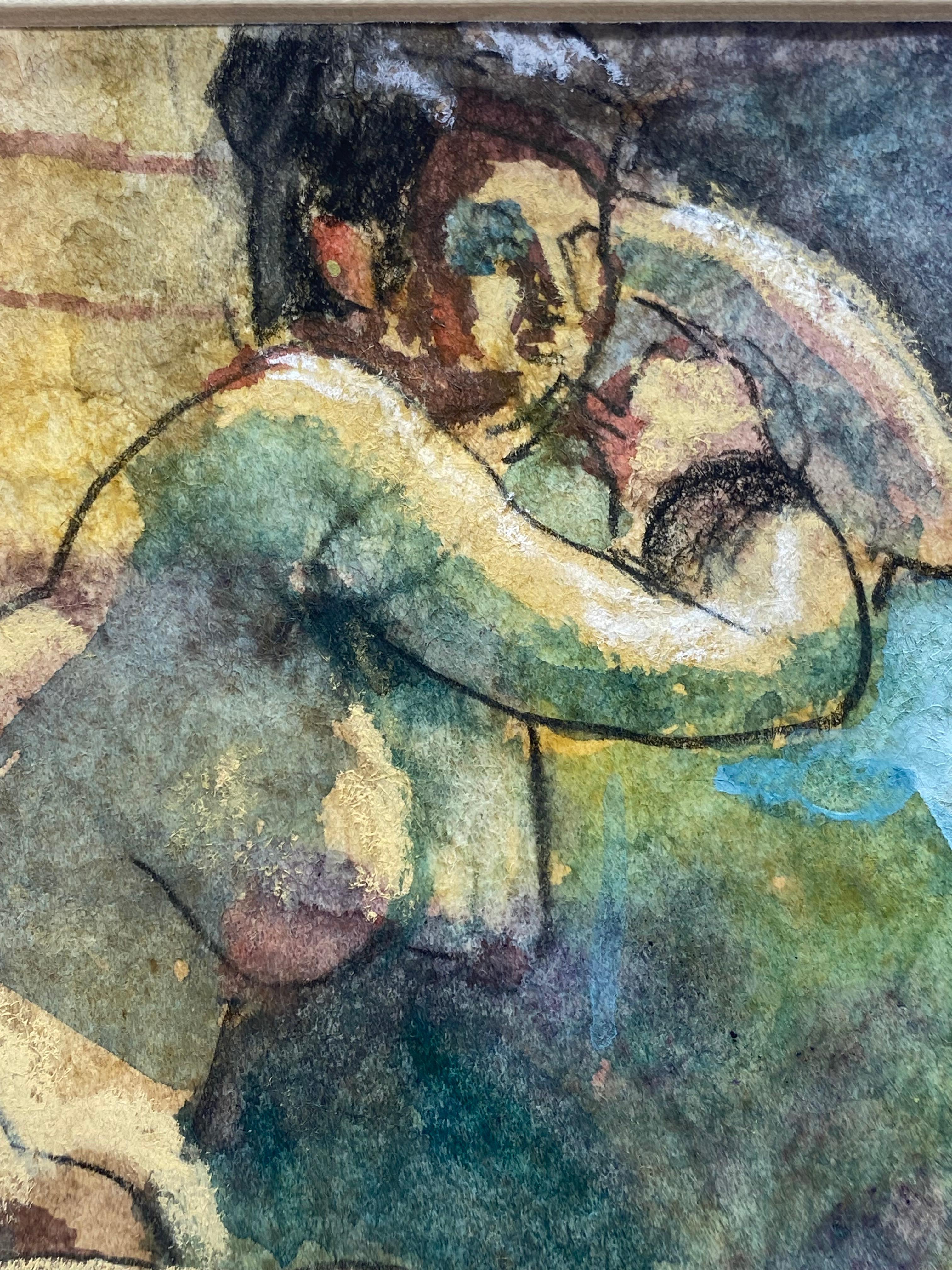 Aquarelle sur papier de Flosss Romm Dworkin, 1990 Bon état - En vente à Garnerville, NY