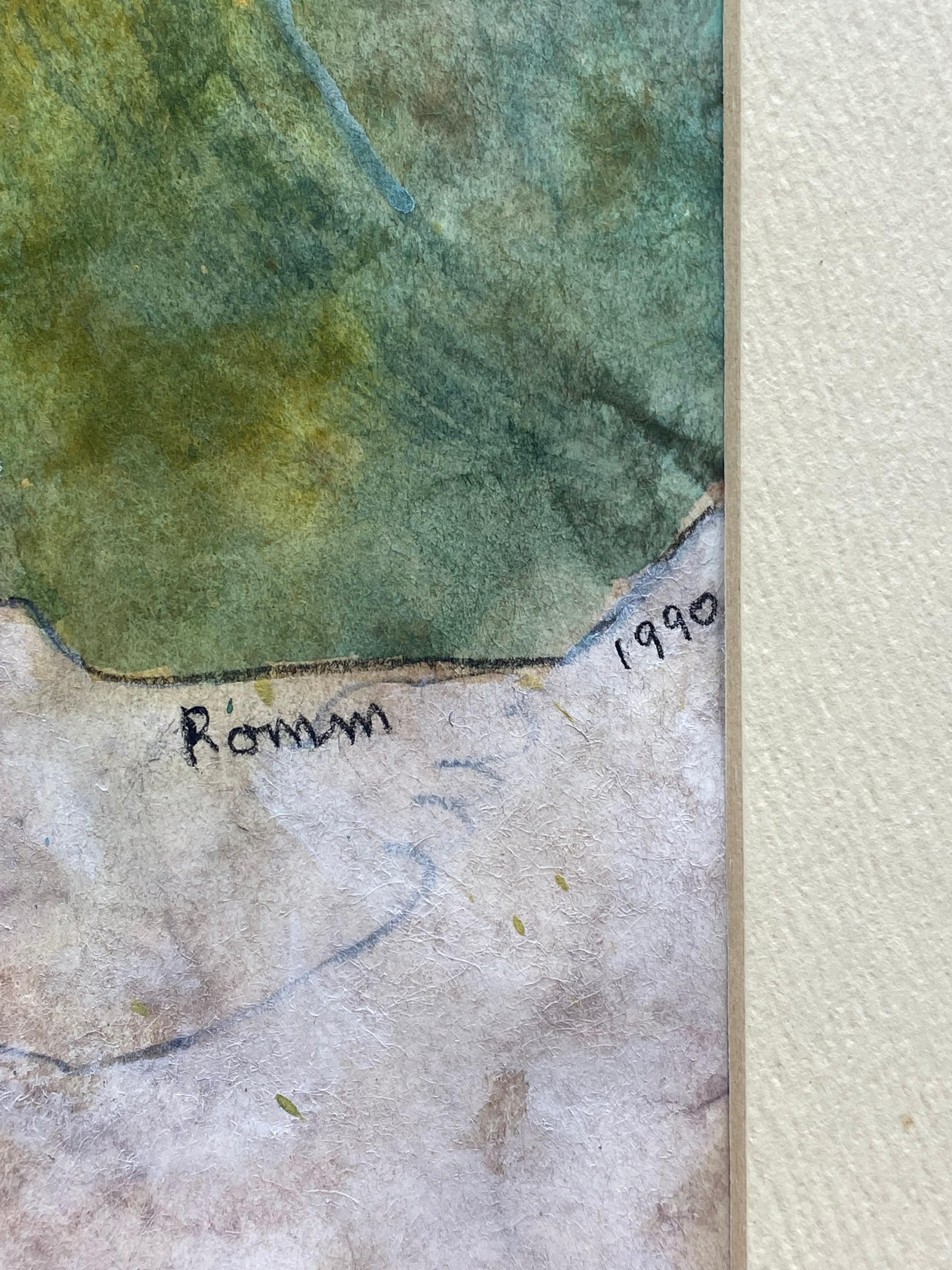 Fin du 20e siècle Aquarelle sur papier de Flosss Romm Dworkin, 1990 en vente