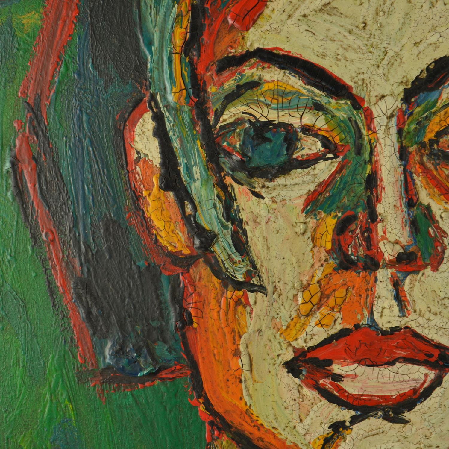 Retrato Femenino Años 60 en Colores Brillantes Moderno de mediados de siglo en venta