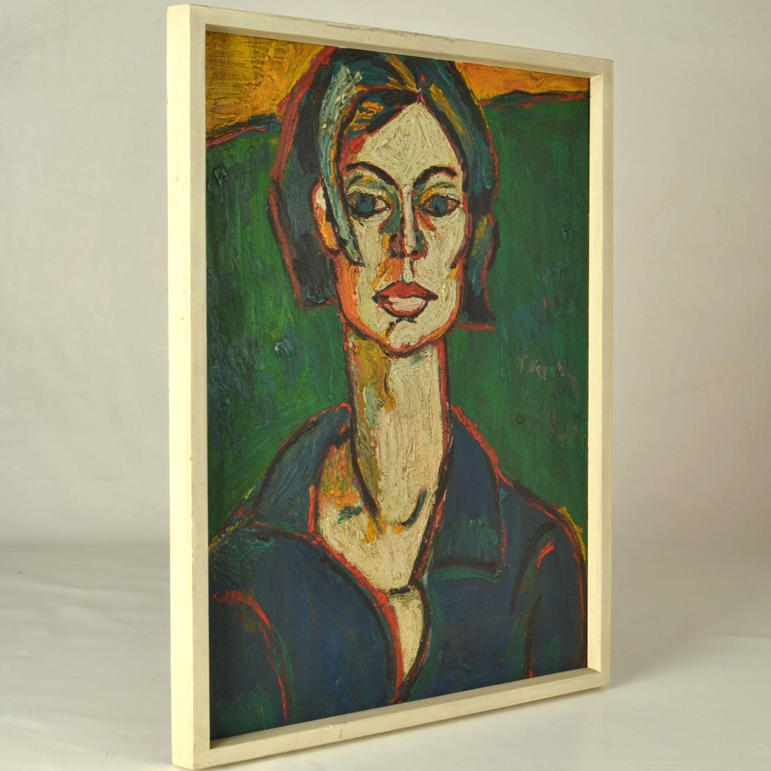 Retrato Femenino Años 60 en Colores Brillantes Alemán en venta