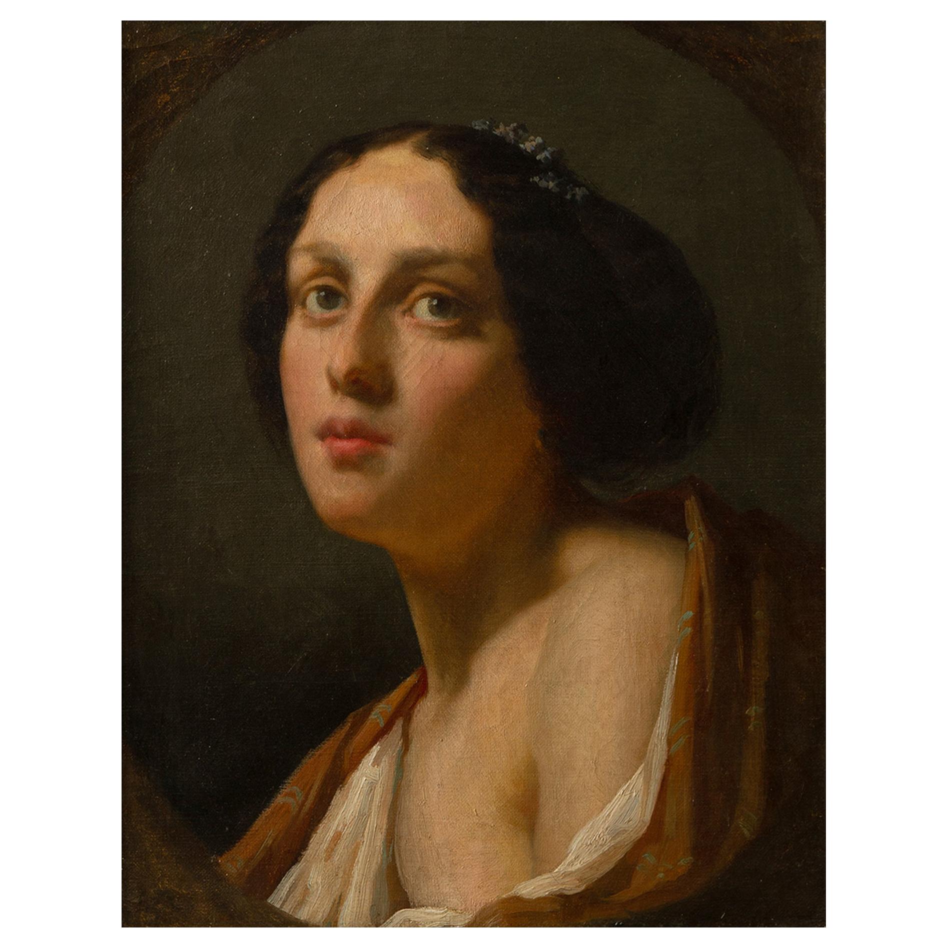 Female Portrait of the Empire Era For Sale