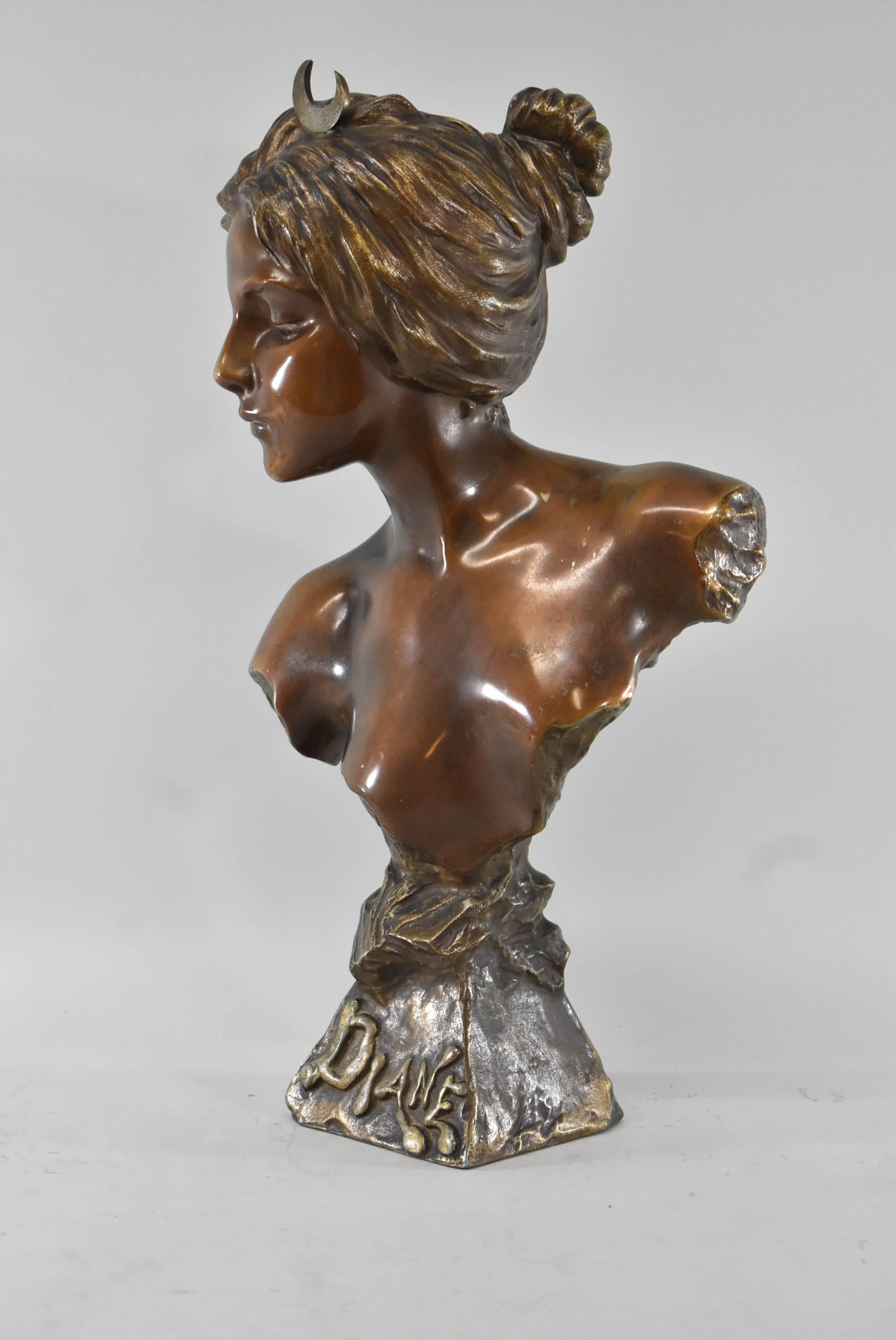 A beautiful Art Nouveau sculpture/bust, titled, 