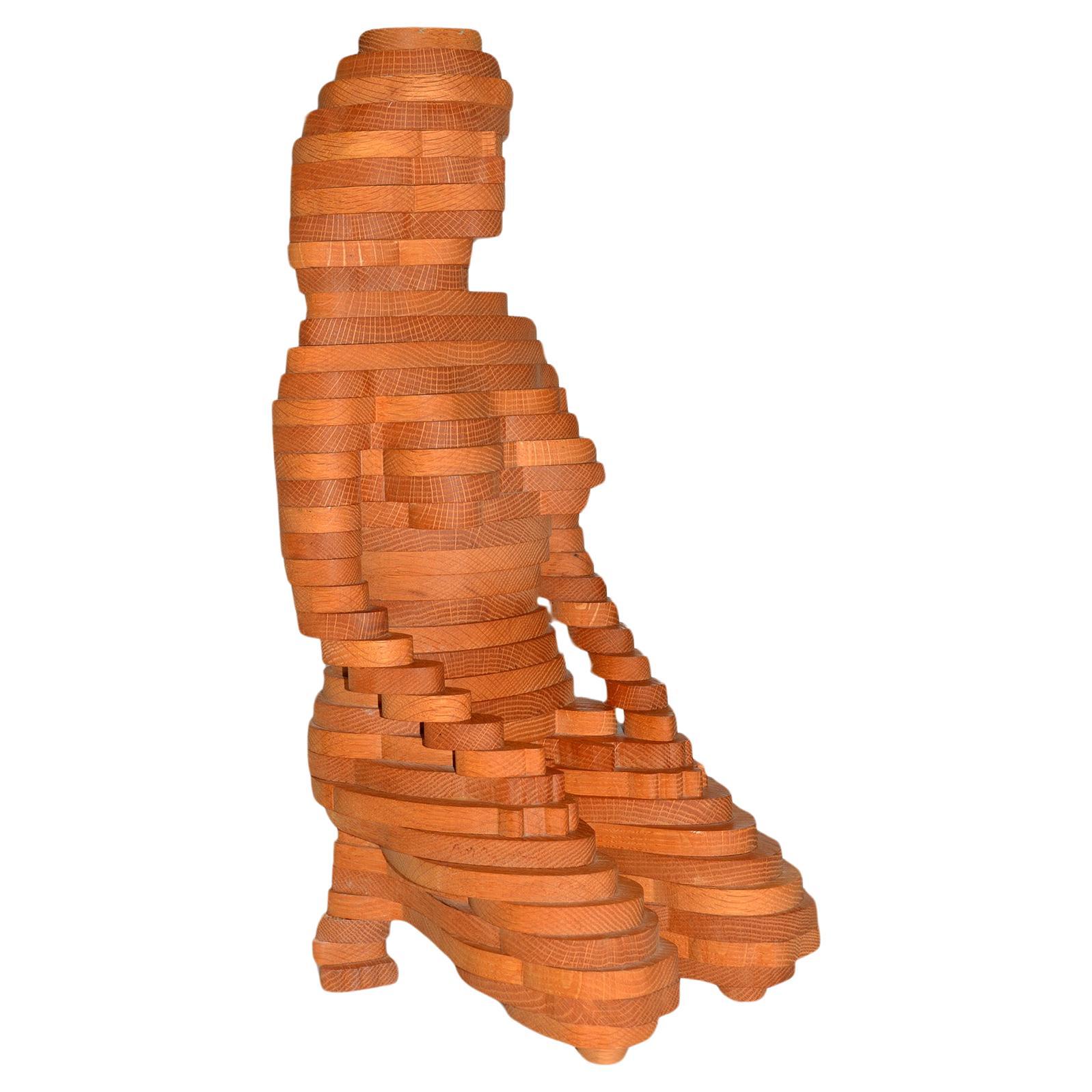 Weibliche Skulptur in verbundenem Wood 3-D Kubistisch Surrealistisch von Reuben Karol, USA 1990er Jahre