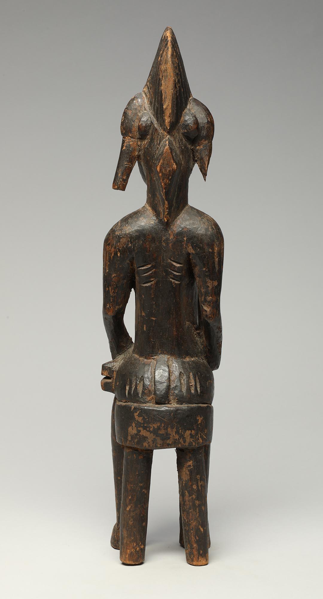 Organic Material Female Senufo Wood Maternity Figure with Baby Seated on Stool nursing For Sale