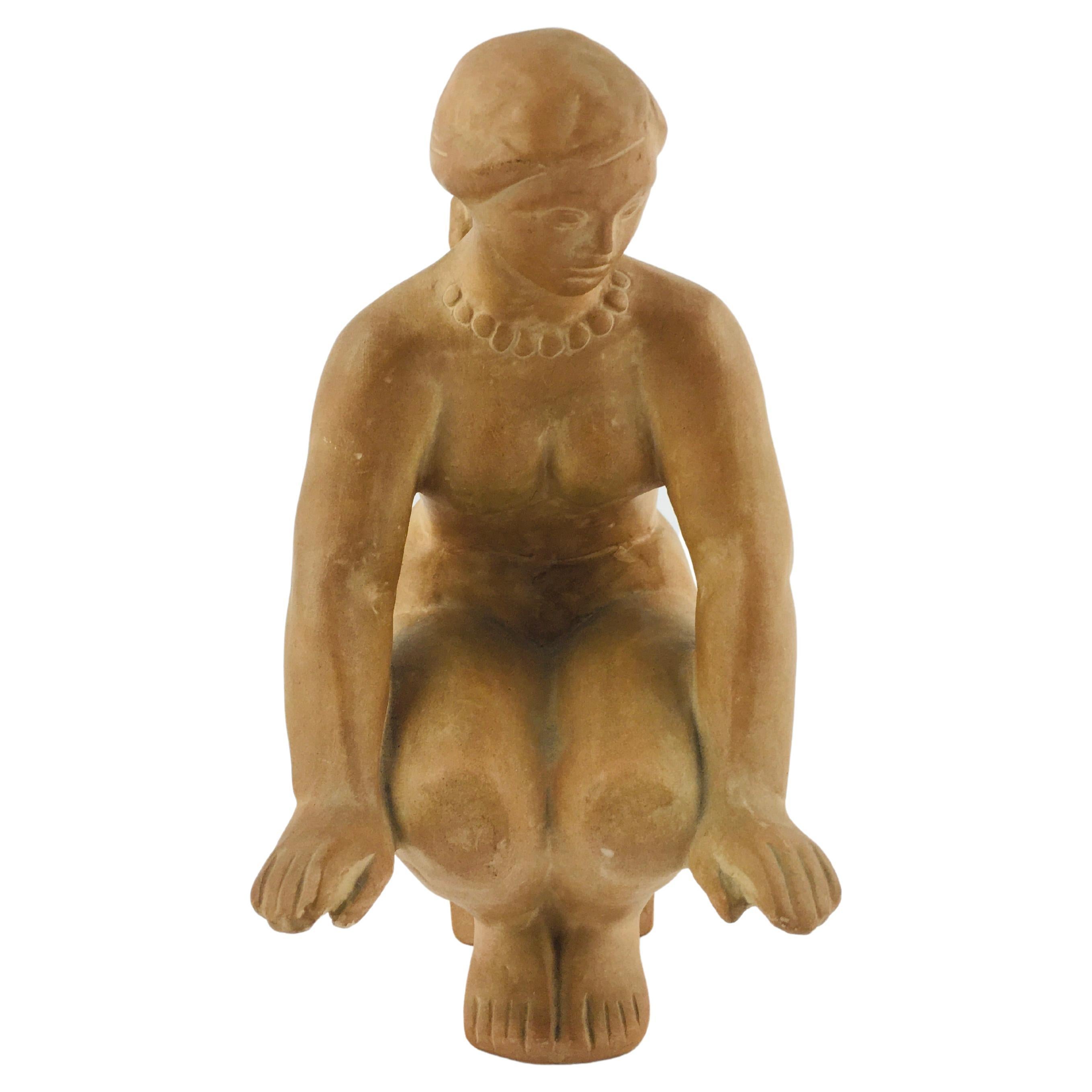  Terracotta Sculpture Female Nude Figure by Árpád Somogyi, Hungary 1970's For Sale