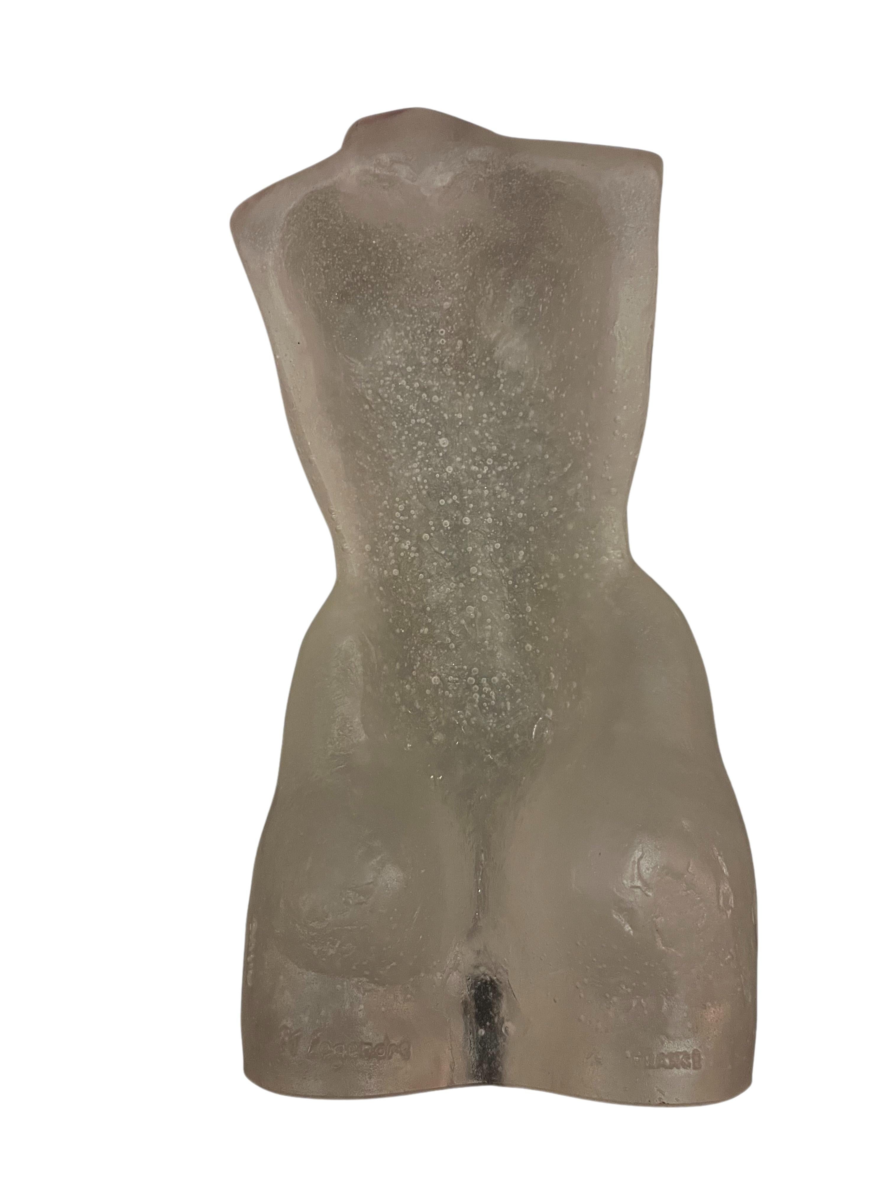 Art Glass Female Torso, Nude, Glass, Pat de verre, signed Legendre, Daum Nancy, France For Sale