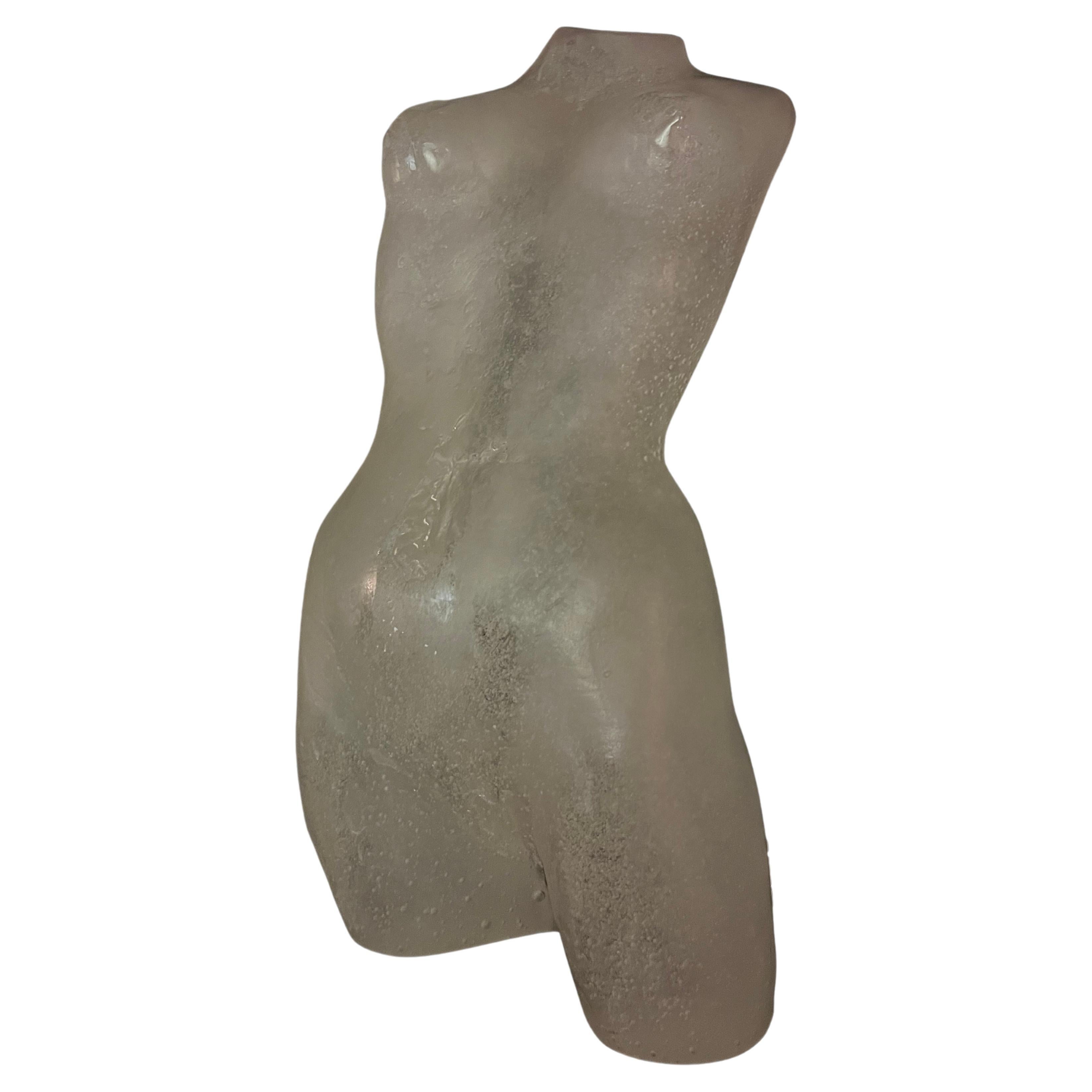 Female Torso, Nude, Glass, Pat de verre, signed Legendre, Daum Nancy, France For Sale