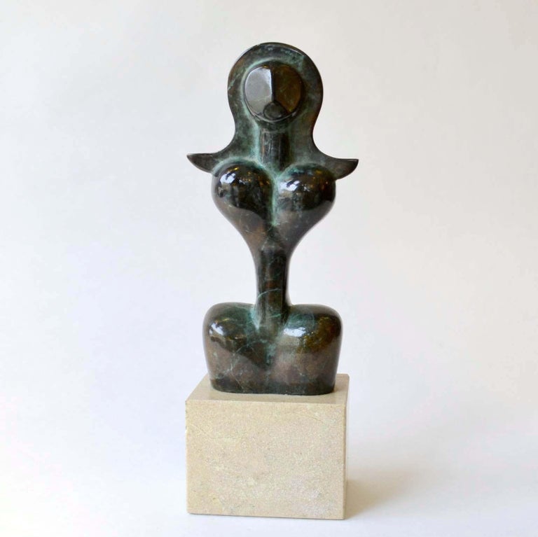Mid Century Modern Female Torso Sculpture In Polished Bronze At