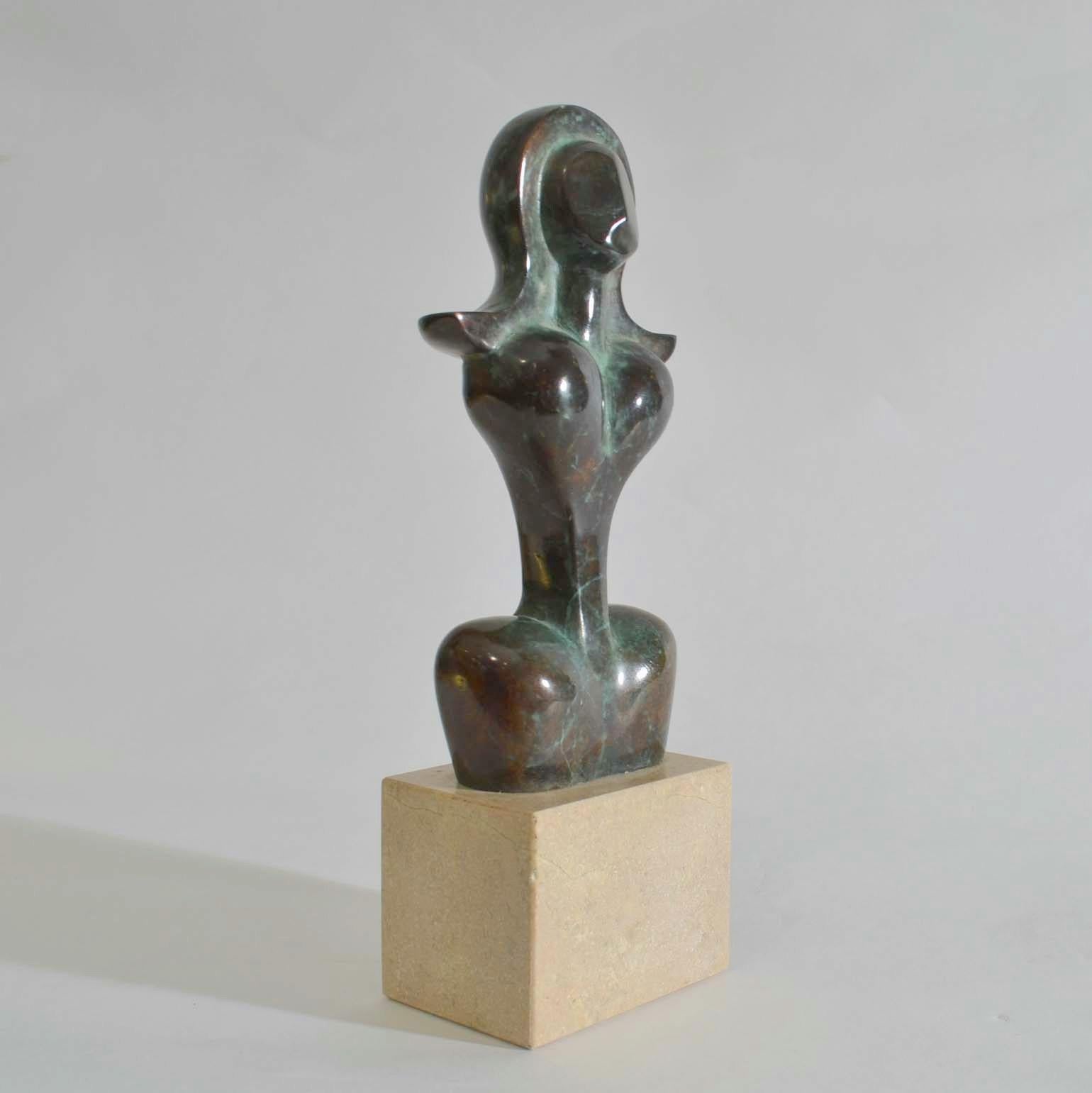 German Mid Century modern Female Torso Sculpture in Polished Bronze