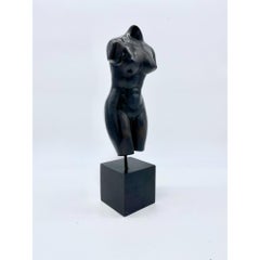 Female Torso Sculpture on a Wood Cube Plinth