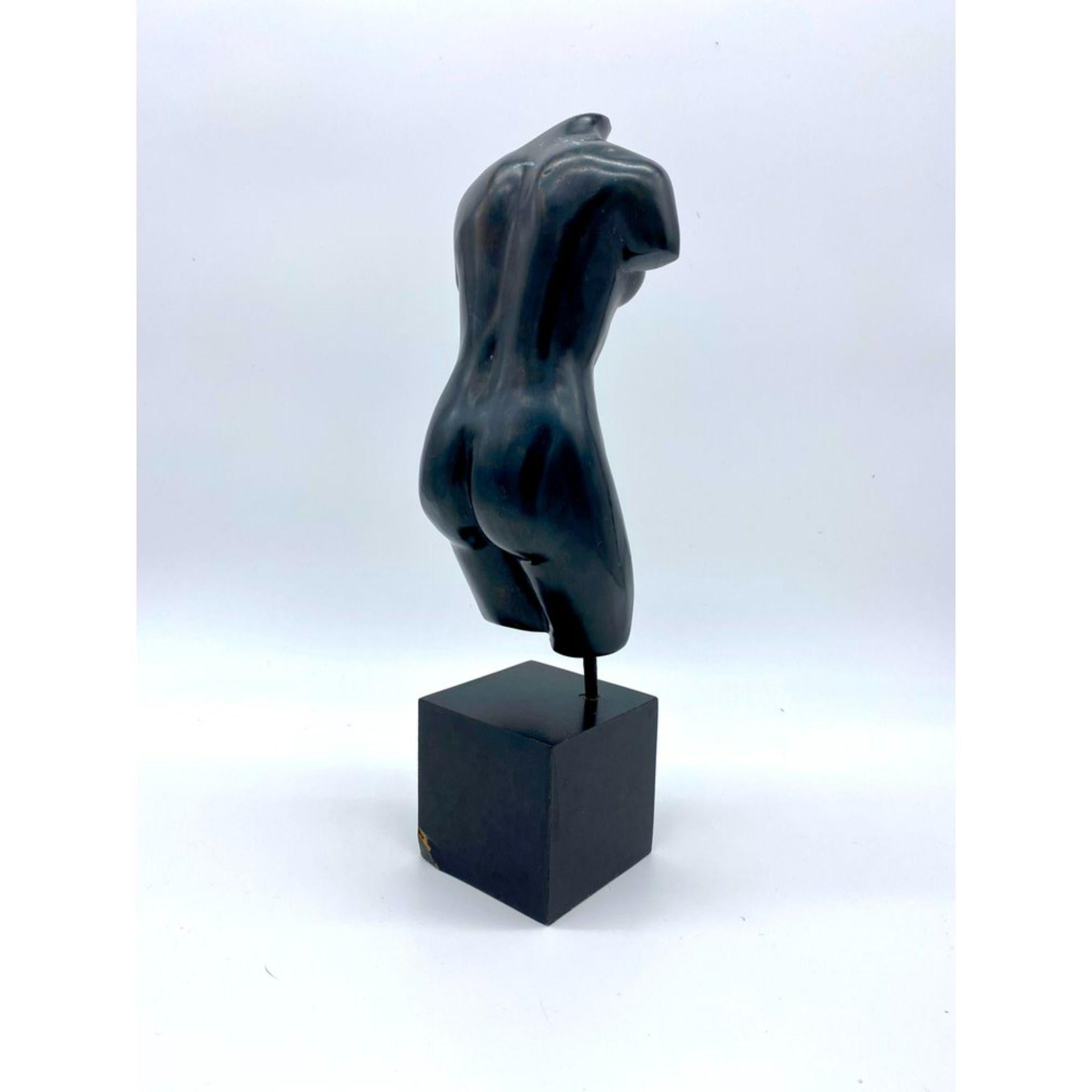 Female Torso Sculpture on a Wood Cube Plinth In Good Condition For Sale In Chicago, IL