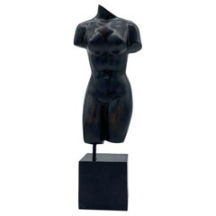 Female Torso Sculpture on a Wood Cube Plinth