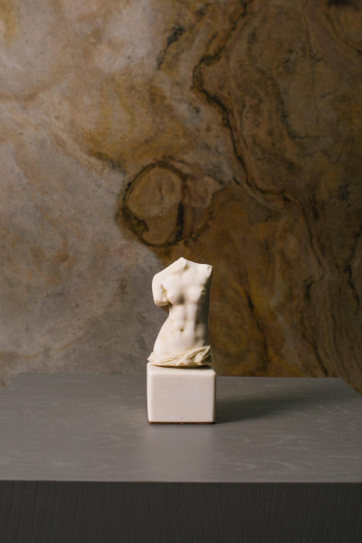 Classical Greek Female Torso Statue Made with Compressed Marble Powder