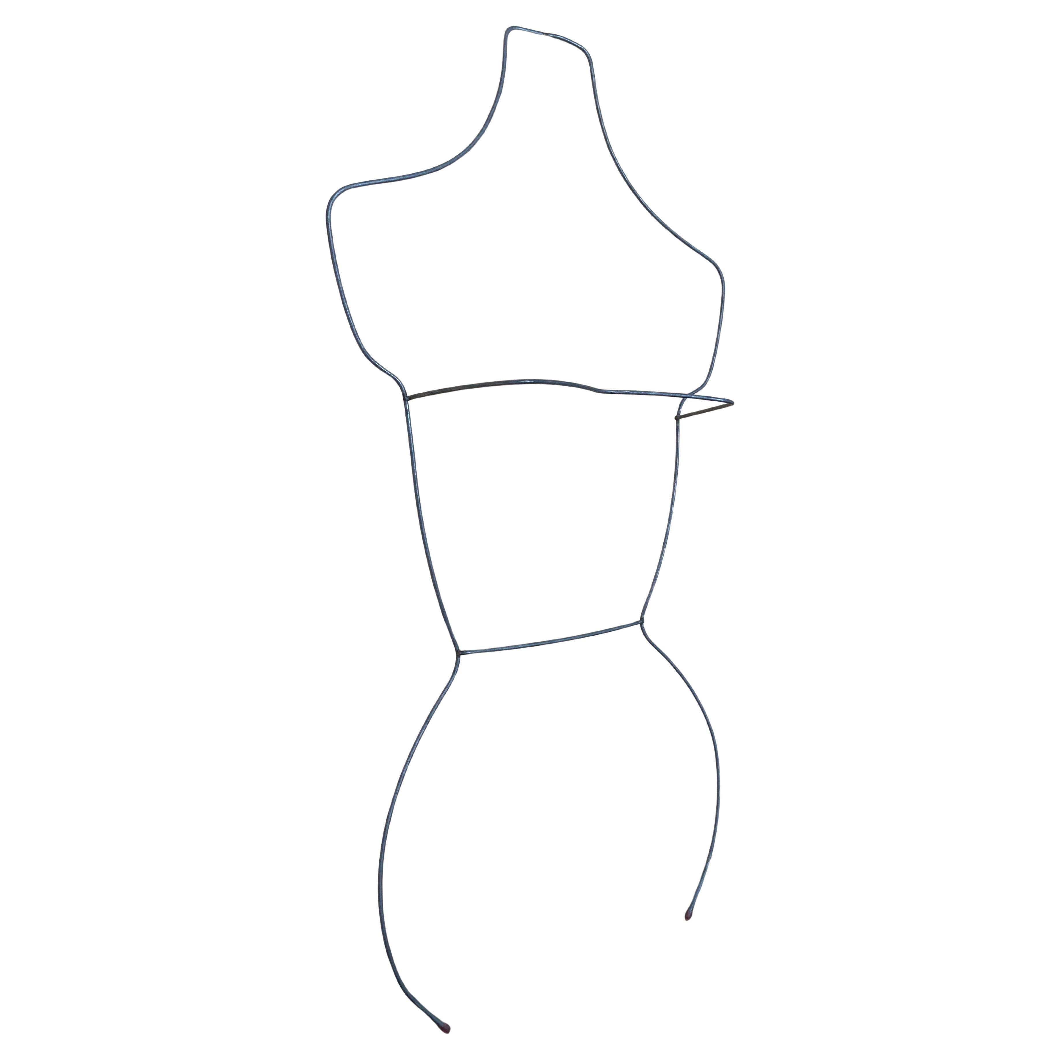 Female Torso Wire Bas Relief Wall Sculpture/Jewelry Display