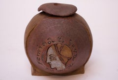 ""Femina el Fera" Figural Studio Steingut Vase / Kerzenhalter signiert Polk