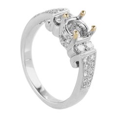 Feminine 18 Karat White Gold Diamond Engagement Ring Mounting