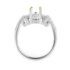 Feminine 18 Karat White Gold Diamond Engagement Ring Mounting