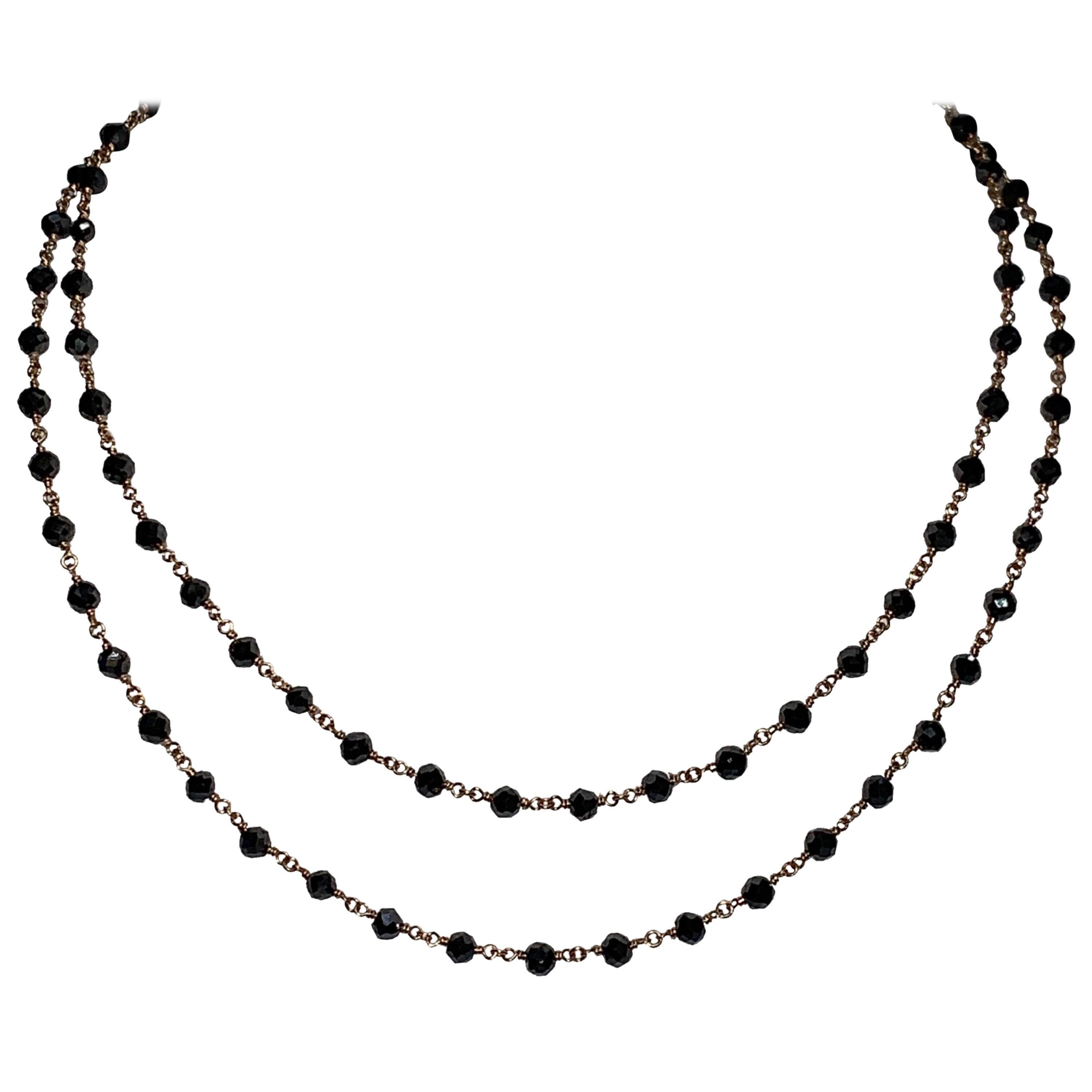 Feminine 21.84 Carat Black Diamond 18 Karat Rose Gold Chain Link Necklace