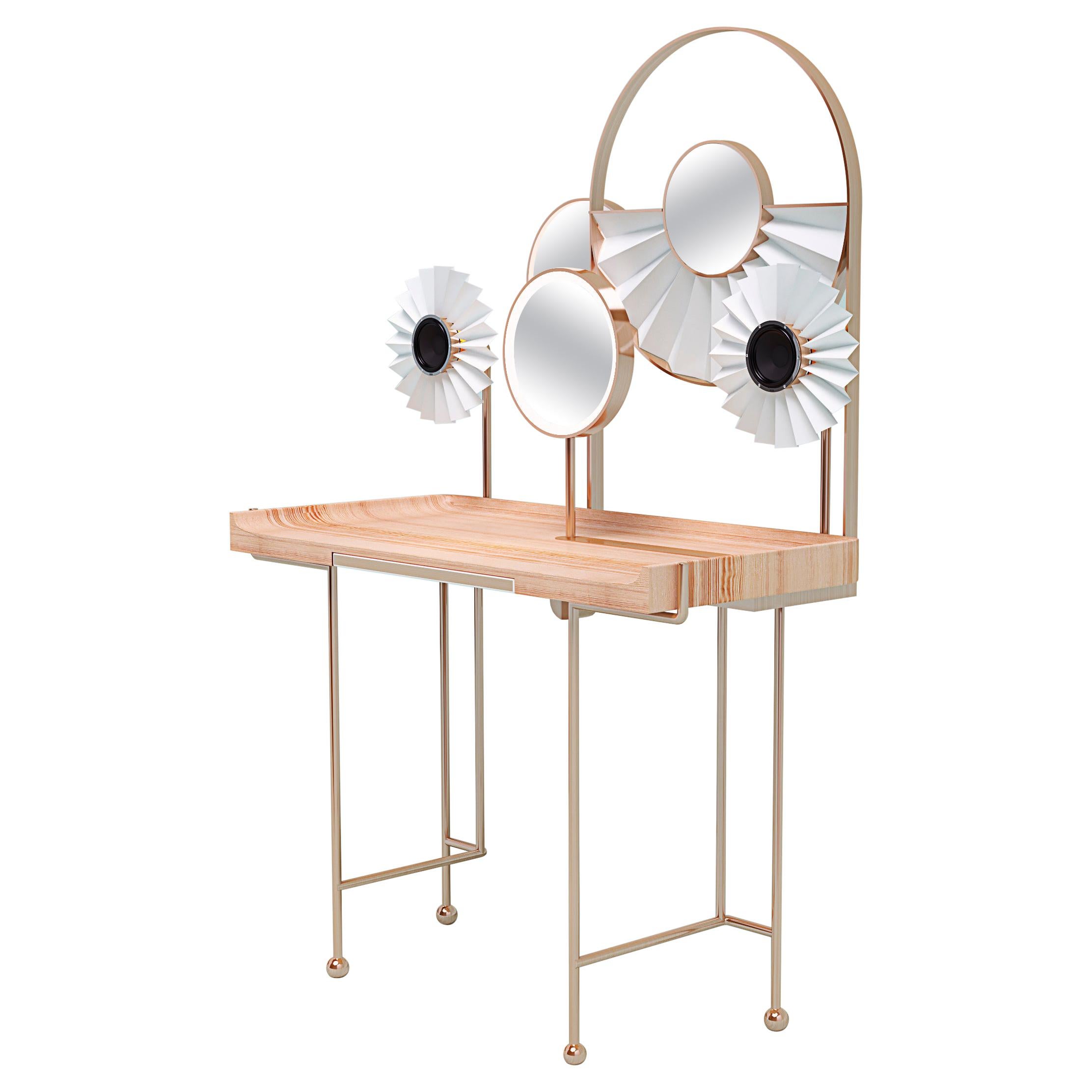 Feminine and Elegant Make-Up Stand Sofi with Built-In Speaker System For Sale