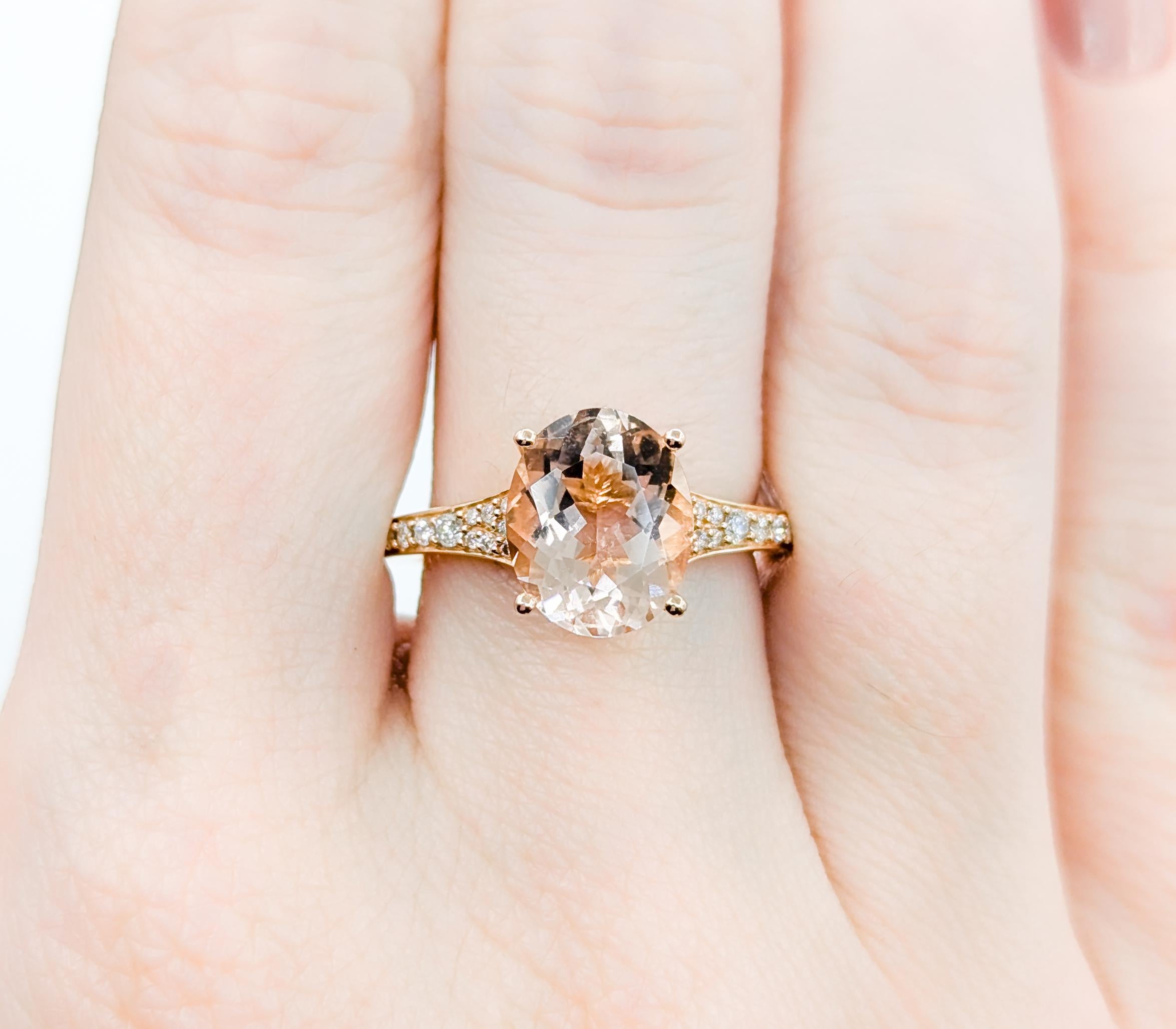 Feminine EFFY Morganit & Diamantring aus 18 Karat Roségold Damen