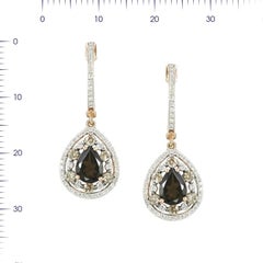 Feminine Elegant Pink Gold White Diamond Quartz Drop Earrings