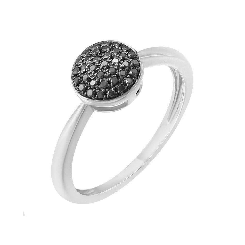 For Sale:  Feminine Elegant White Gold Black Diamond Ring 4