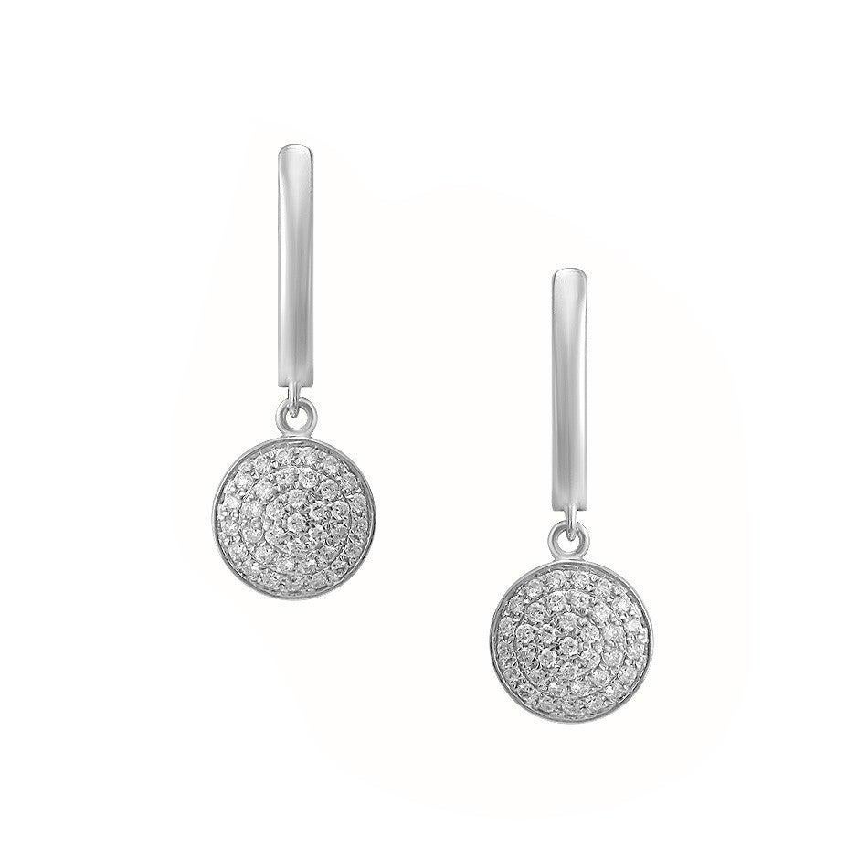 Feminine Elegant White Gold White Diamond Drop Earrings In New Condition For Sale In Montreux, CH