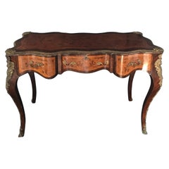 Feminine French Louis XV Petite Marquetry Desk with Bronze Detail
