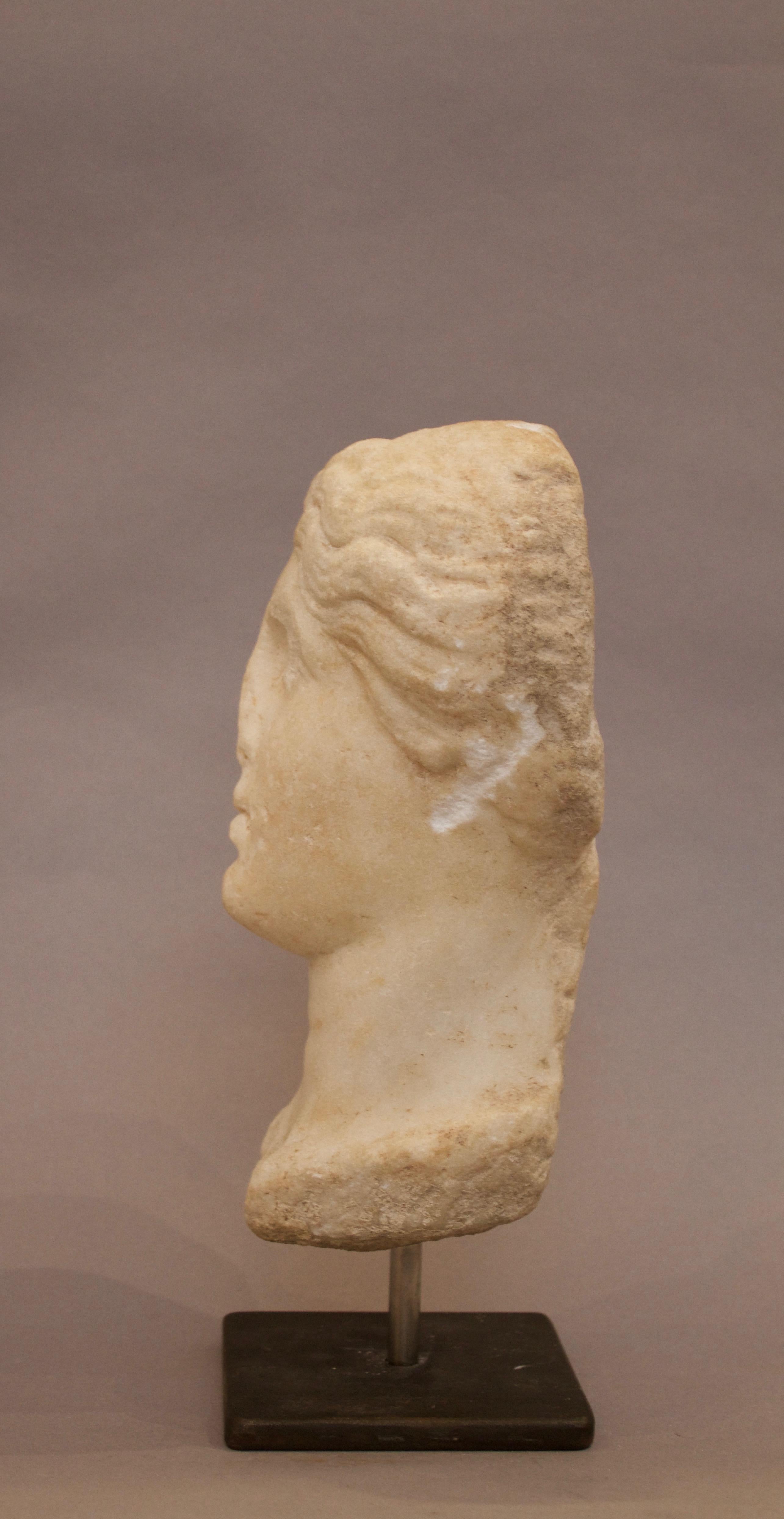 18th Century and Earlier Feminine Hellenistic Marble Head, 3rd-2nd BCE For Sale
