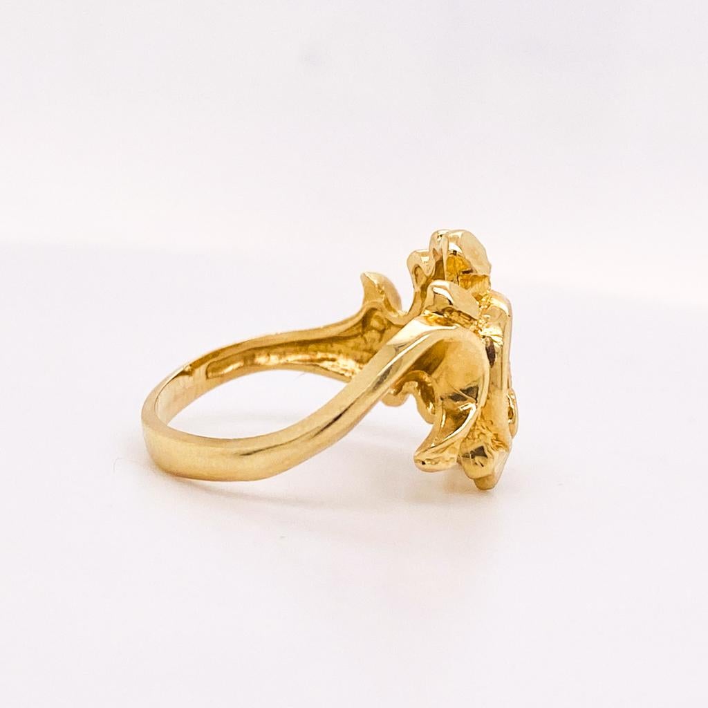Feminine Nugget Ring in 14 Karat Yellow Gold, Bold Mixed Textures, Size 7 In New Condition For Sale In Austin, TX