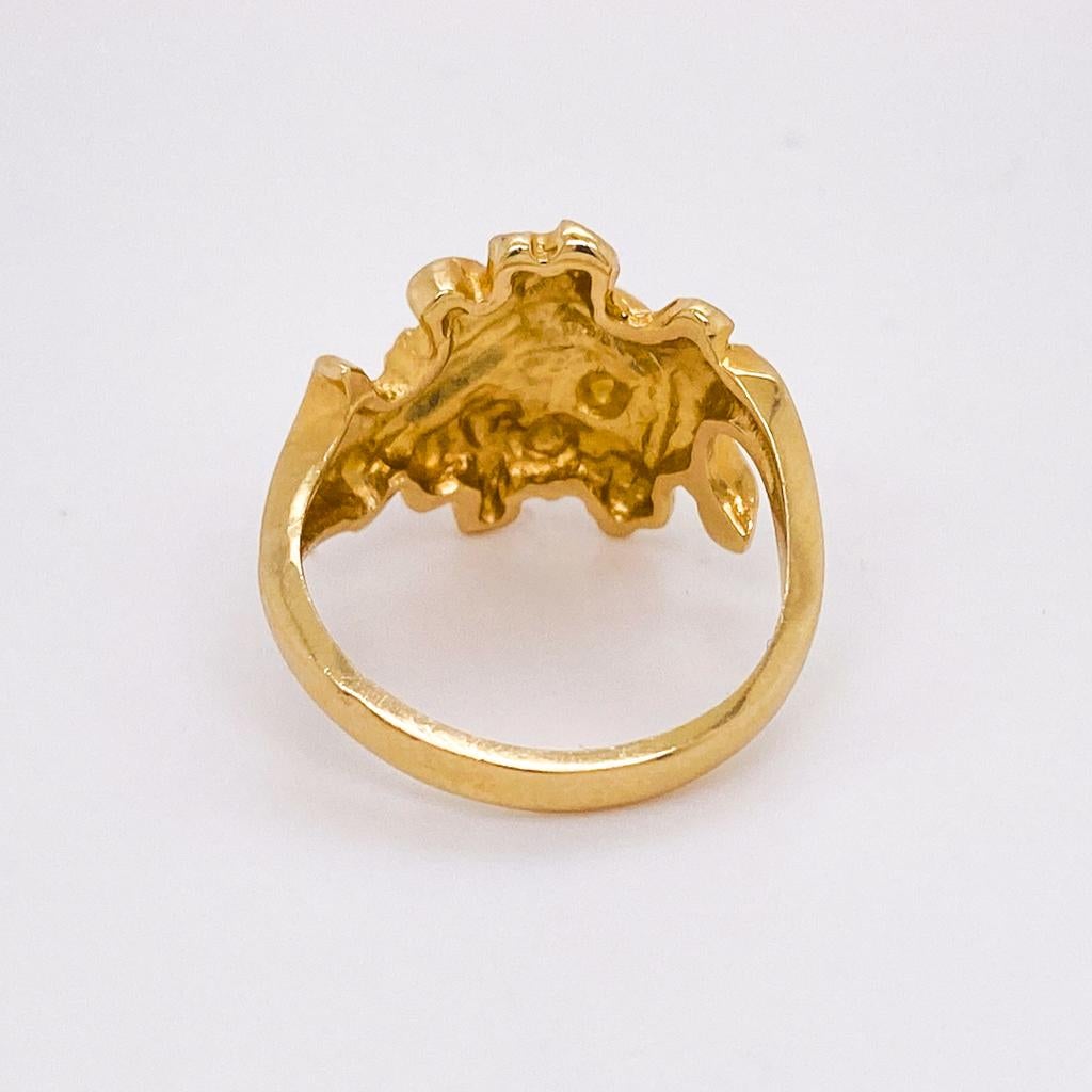 Feminine Nugget Ring in 14 Karat Yellow Gold, Bold Mixed Textures, Size 7 For Sale 1