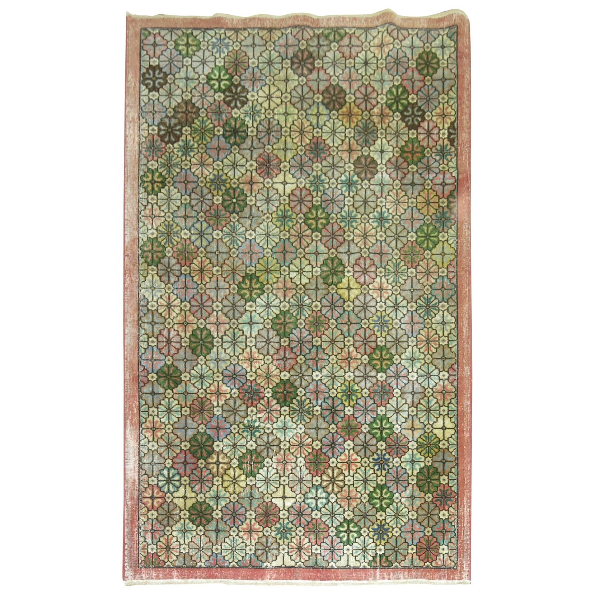 Feminine Vintage Turkish Deco Rug