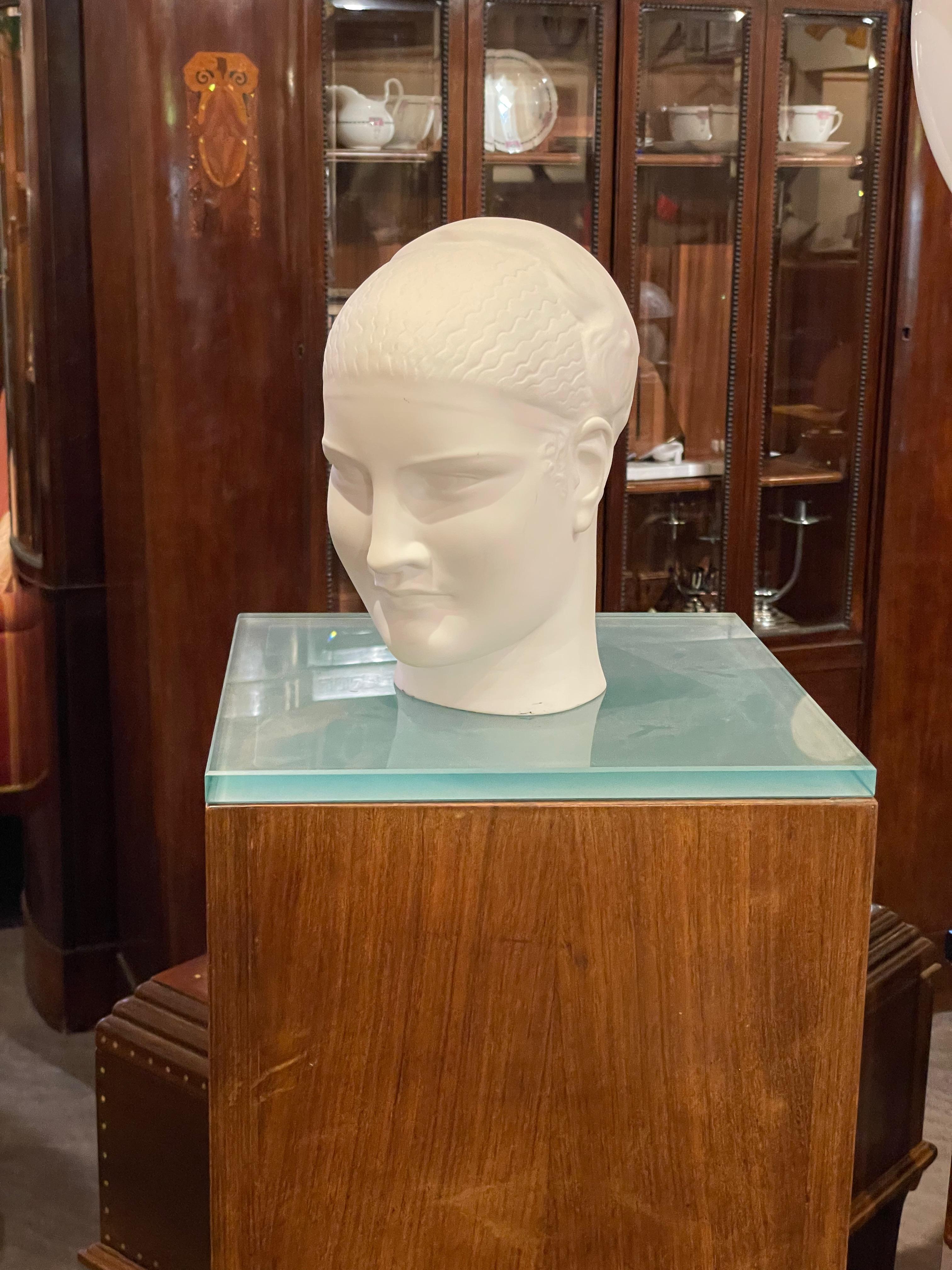 “Femme Au Levrier” Art Deco Statue Bust by Raymond Leon Rivoire Sevres France  For Sale 8