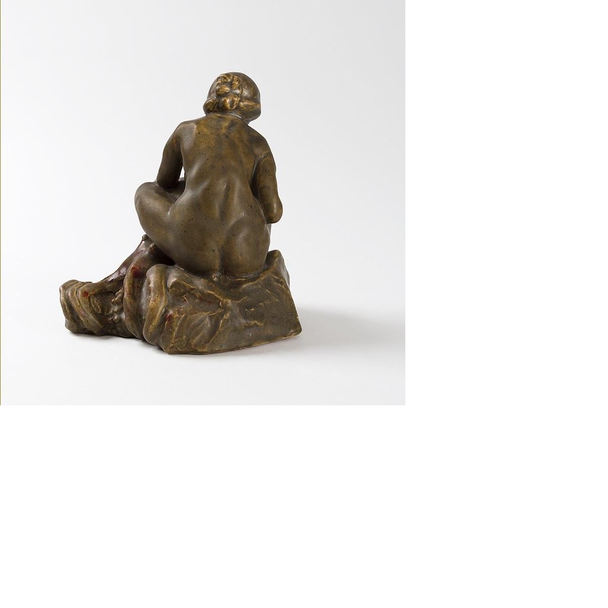 Smaltato Calamaio in ceramica smaltata Art Nouveau francese 