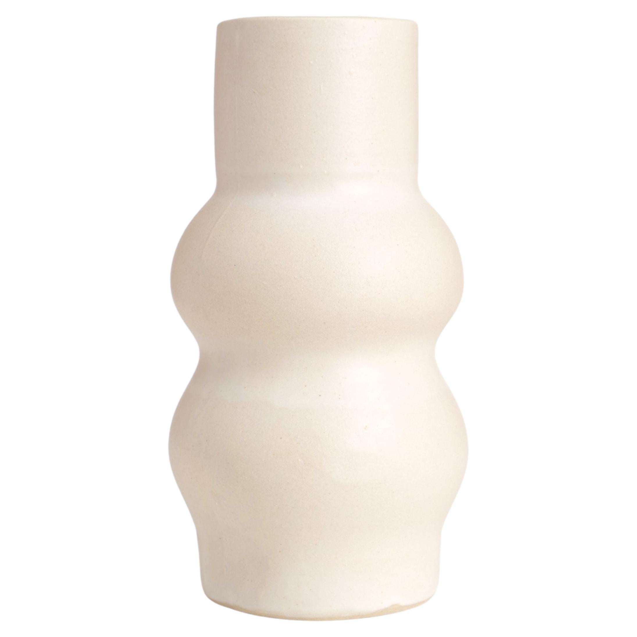 Femme II Handmade Organic Modern Clay Vase in Bone White For Sale