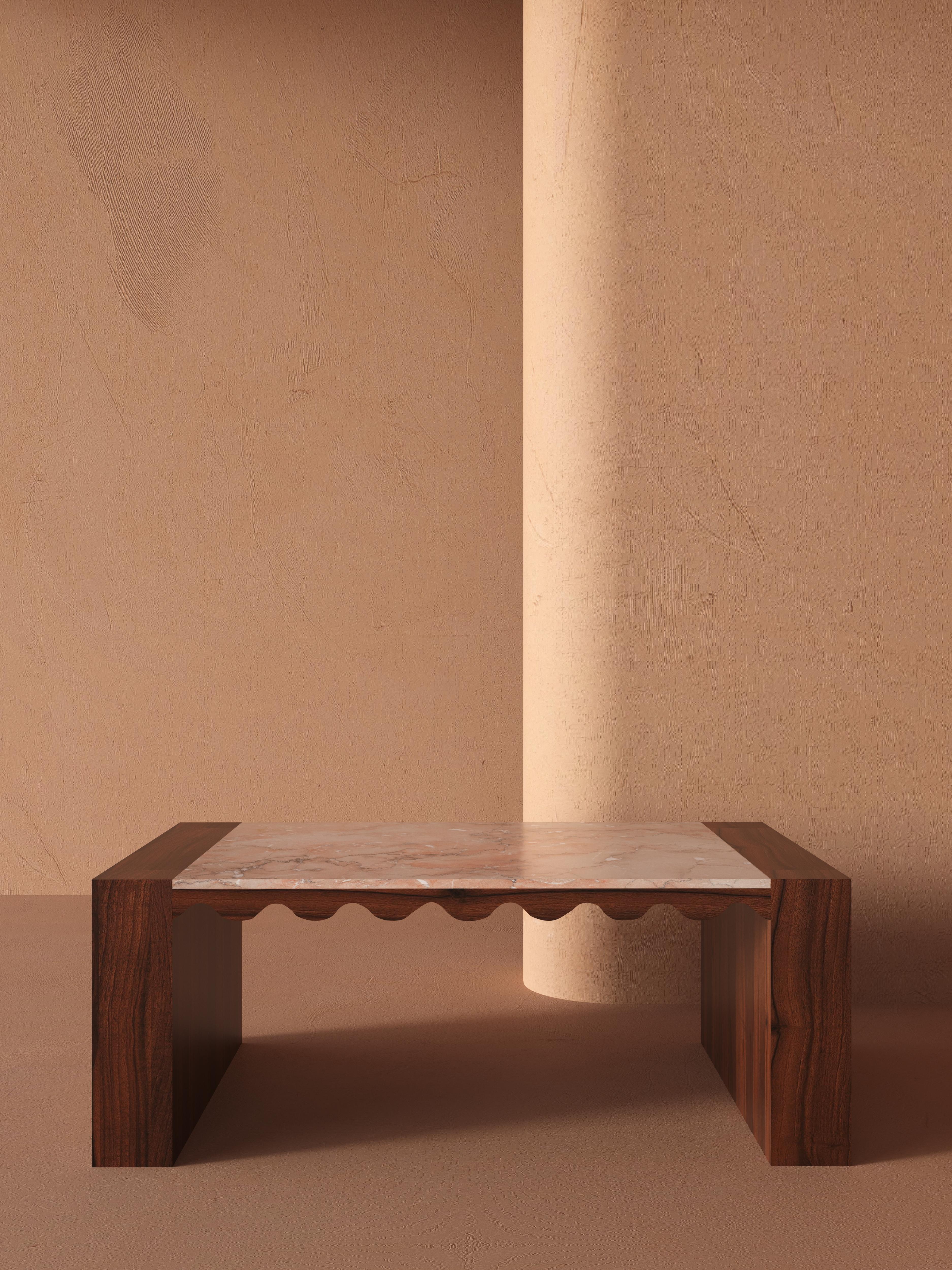 'Femme'' Wood Coffee Table by Tugba Ata
Dimensions: D 80 x W 130 x H 49 cm.
Materials: Oak Wood.

Femme' is designed as a coffee table. The wooden parts are walnut veneered. Afyon pink marble is used on the coffee table top.

Tuğba ATA
Hi! I'm Tuğba